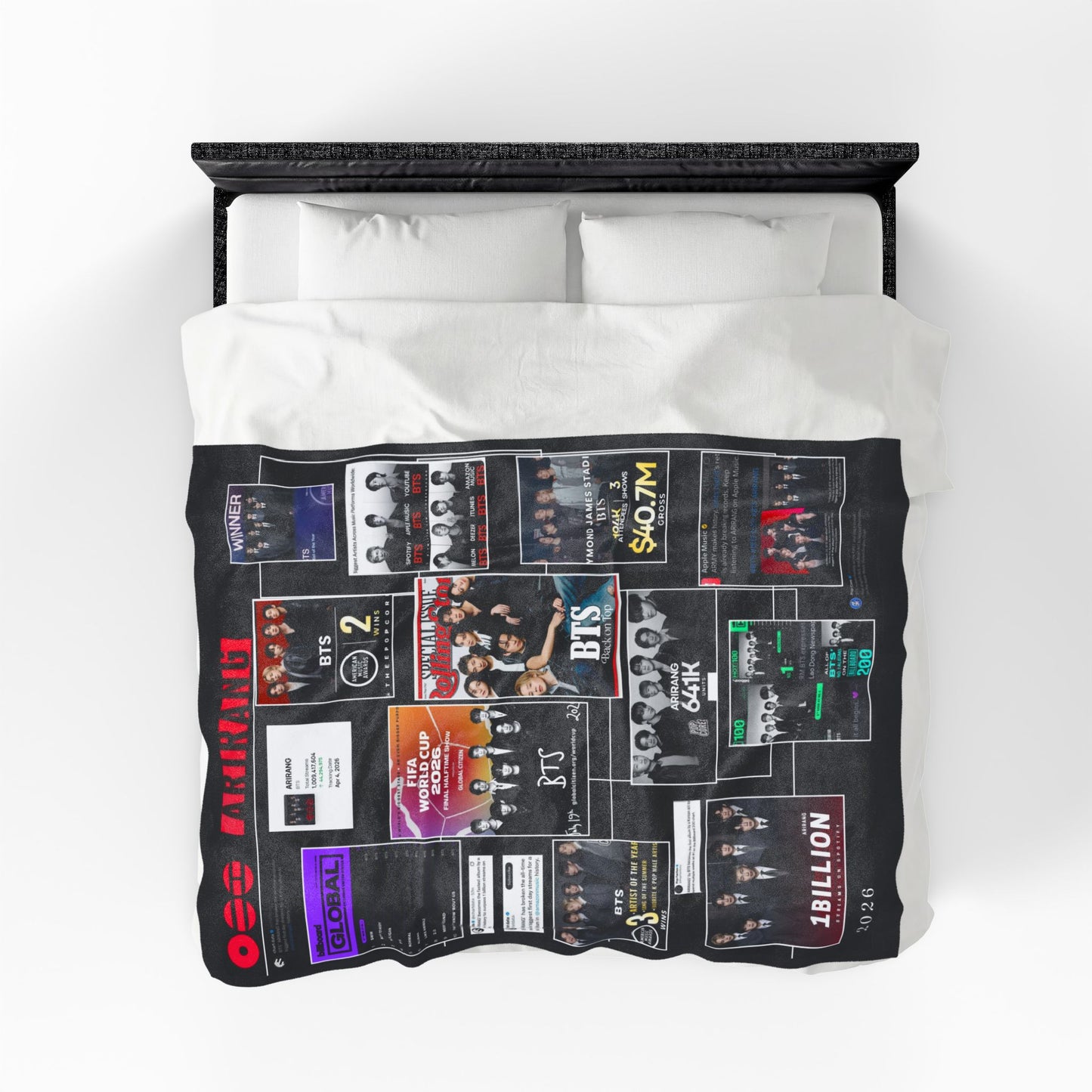 BTS ARIRANG Collage Velveteen Plush Blanket — K-Pop Fan Merchandise