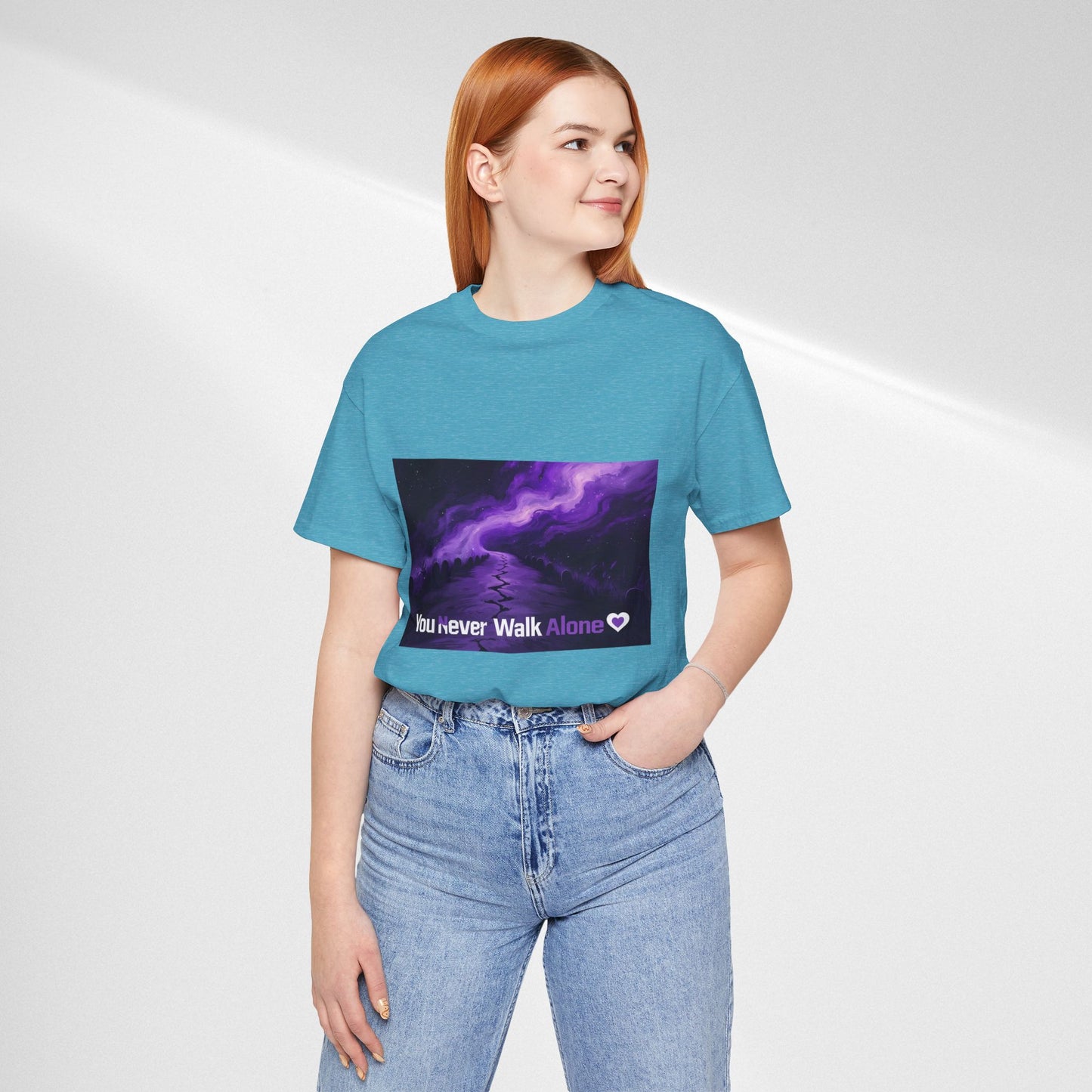 You Never Walk Alone Tee — Purple Night Stairway Graphic T‑Shirt