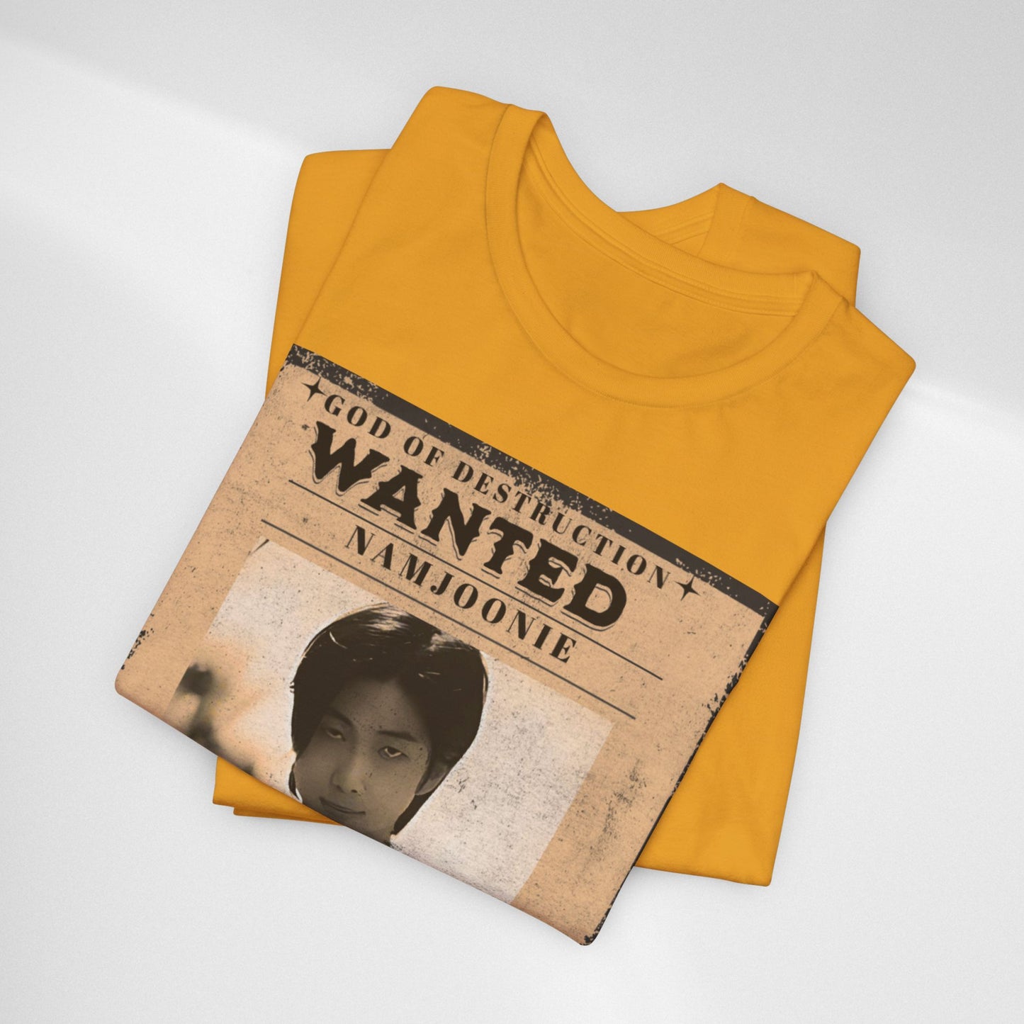 T-Shirt — Vintage 'Wanted: Namjoonie' Photo Tee (K-Pop Fan Poster Style)