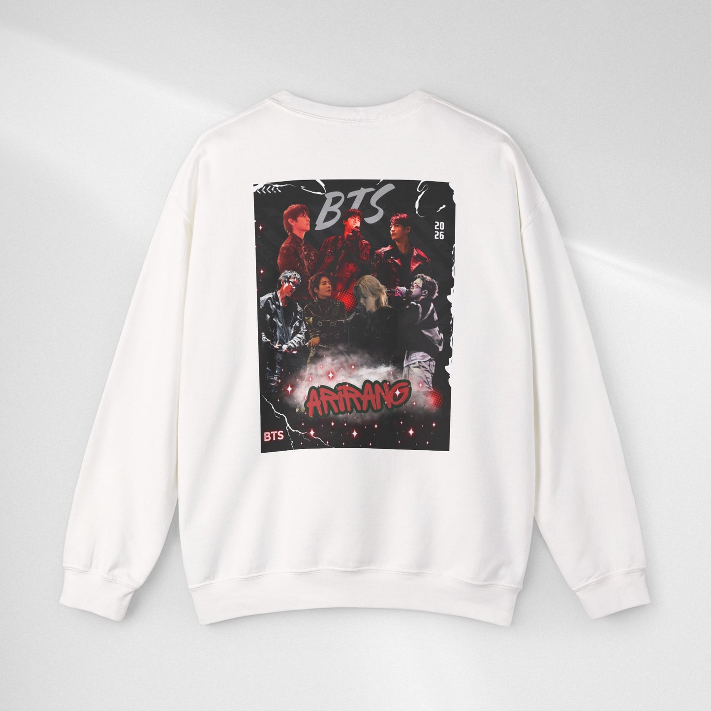 BTS Graphic Crewneck Sweatshirt – Red & Black Band Photo Design