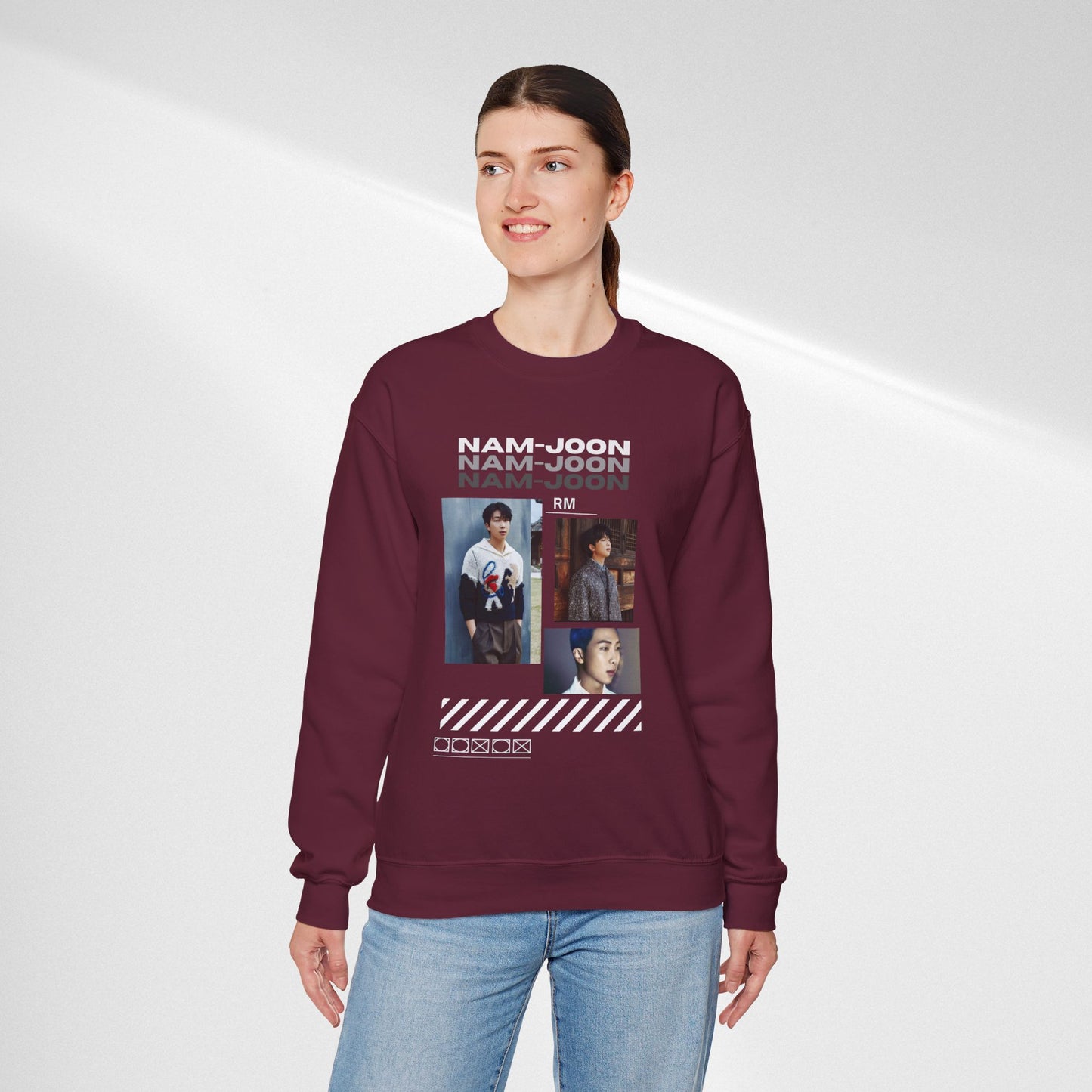 Photo Collage Crewneck Sweatshirt — "Nam-Joon" Graphic Pullover
