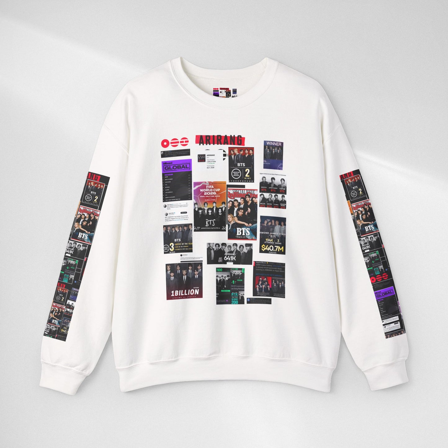 Crewneck Sweatshirt — BTS ARIRANG Collage Graphic Crewneck (Album Posters & Tour Art)