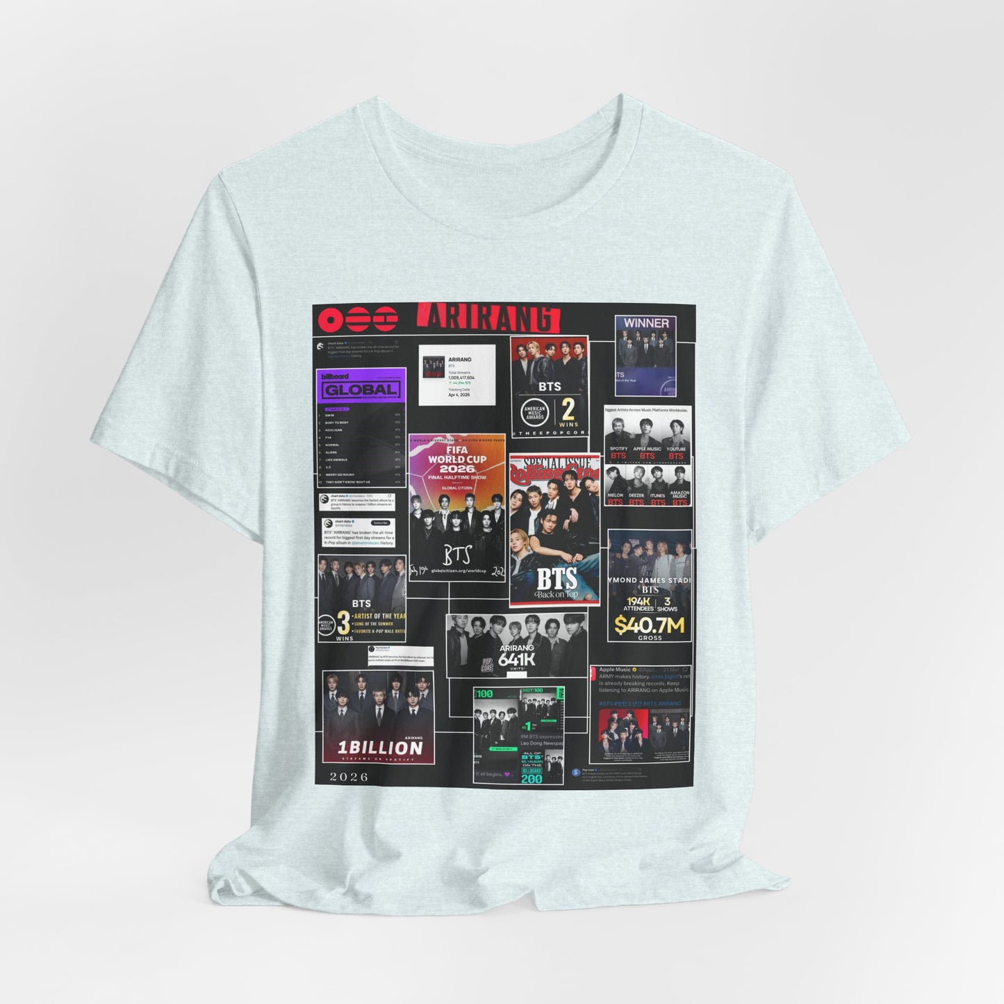 BTS  ARIRANG Collage Graphic Tee — K‑Pop Fan Tribute Shirt