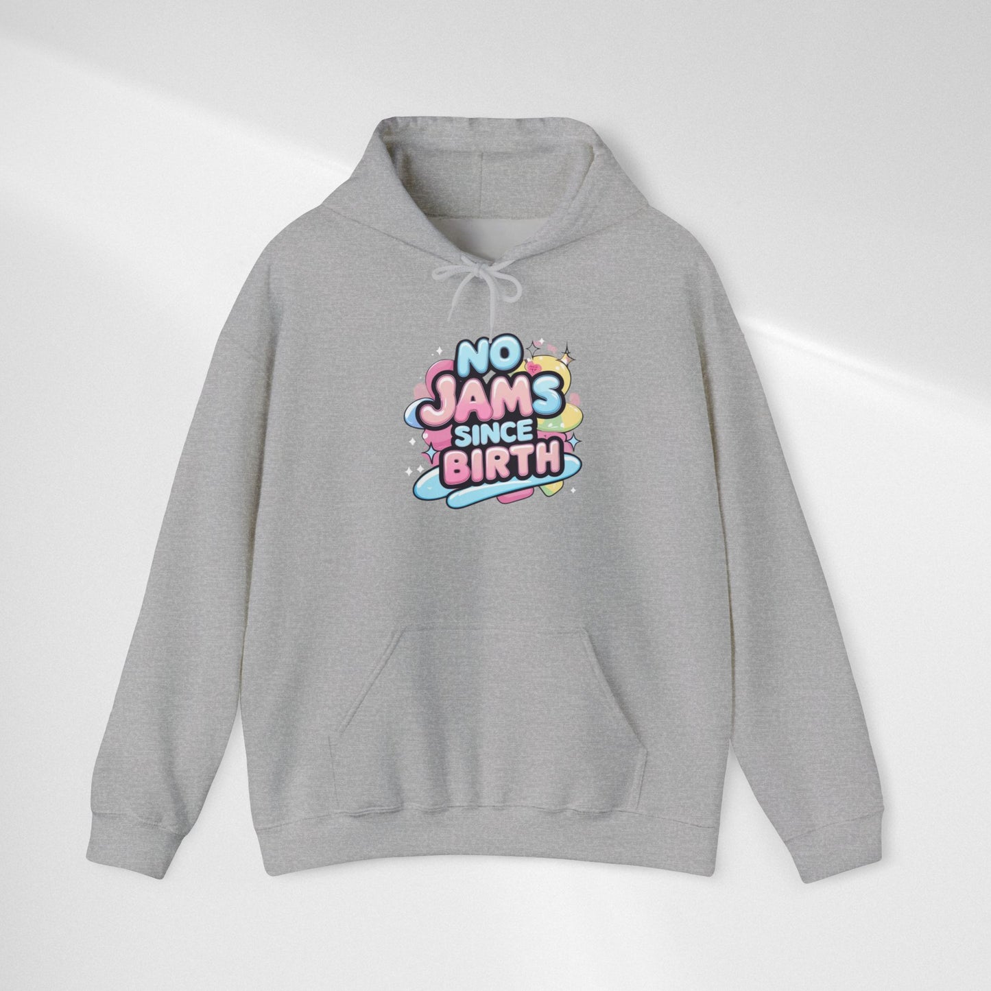 Hoodie — "No Jams Since Birth" Cute Kawaii Graphic Pullover