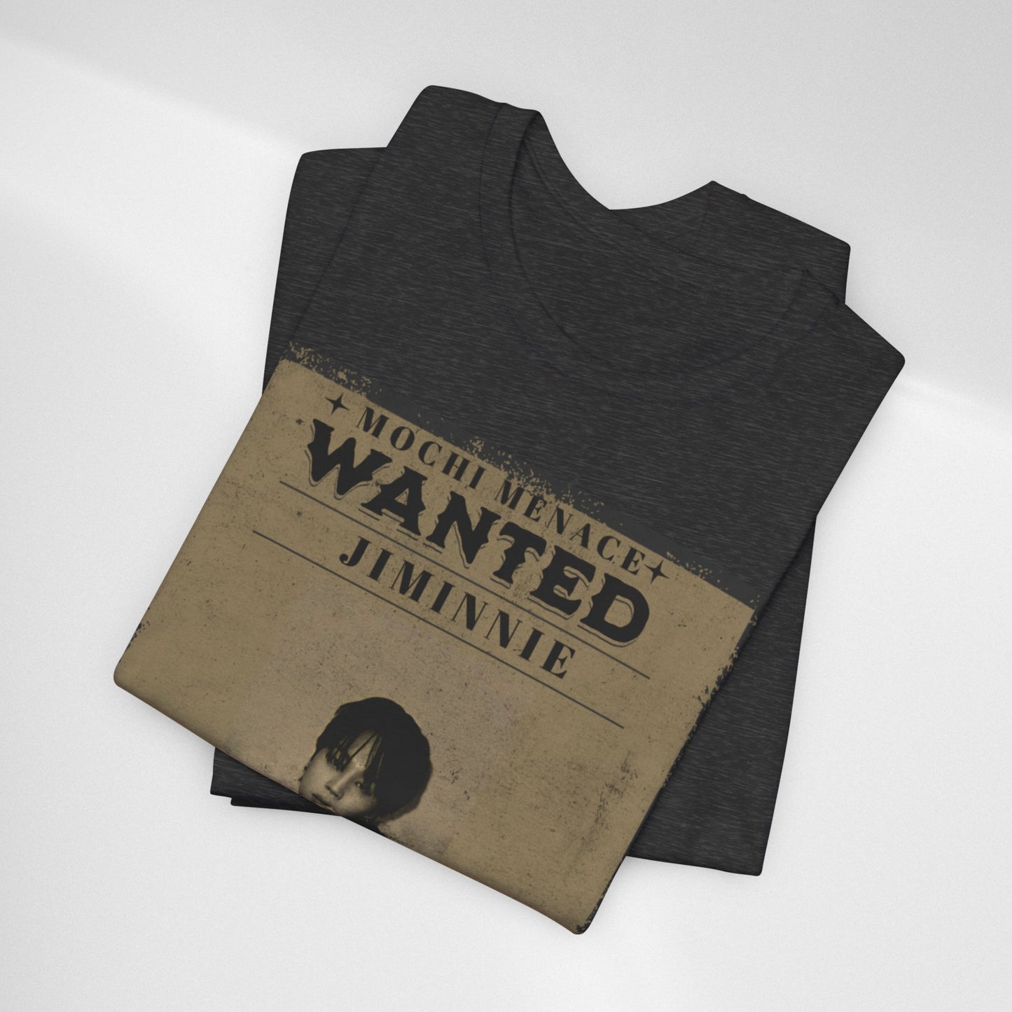 JIMIN Wanted Poster Graphic Tee — 'Mischief Menace' Vintage Style