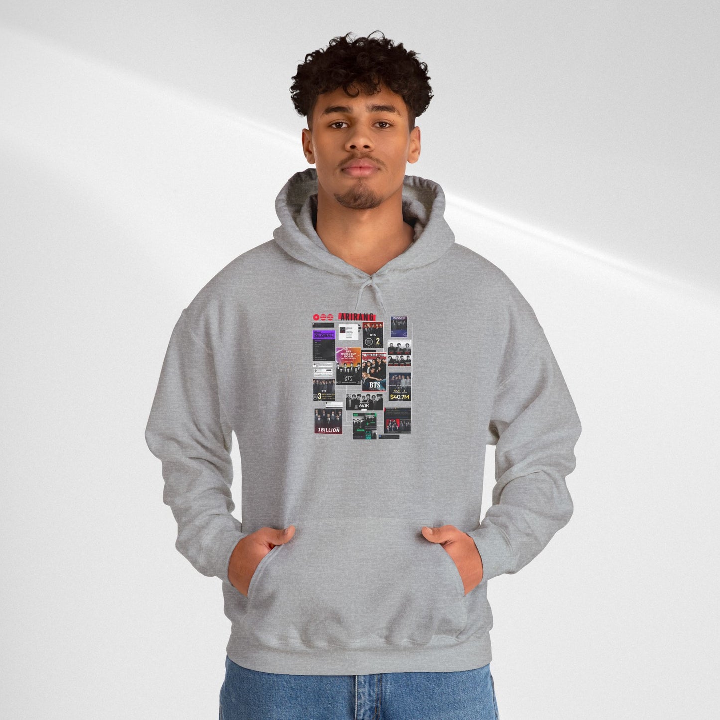 BTS ARIRANG Band Poster Collage Hoodie — Vintage Gig Tour Graphic Sweatshirt