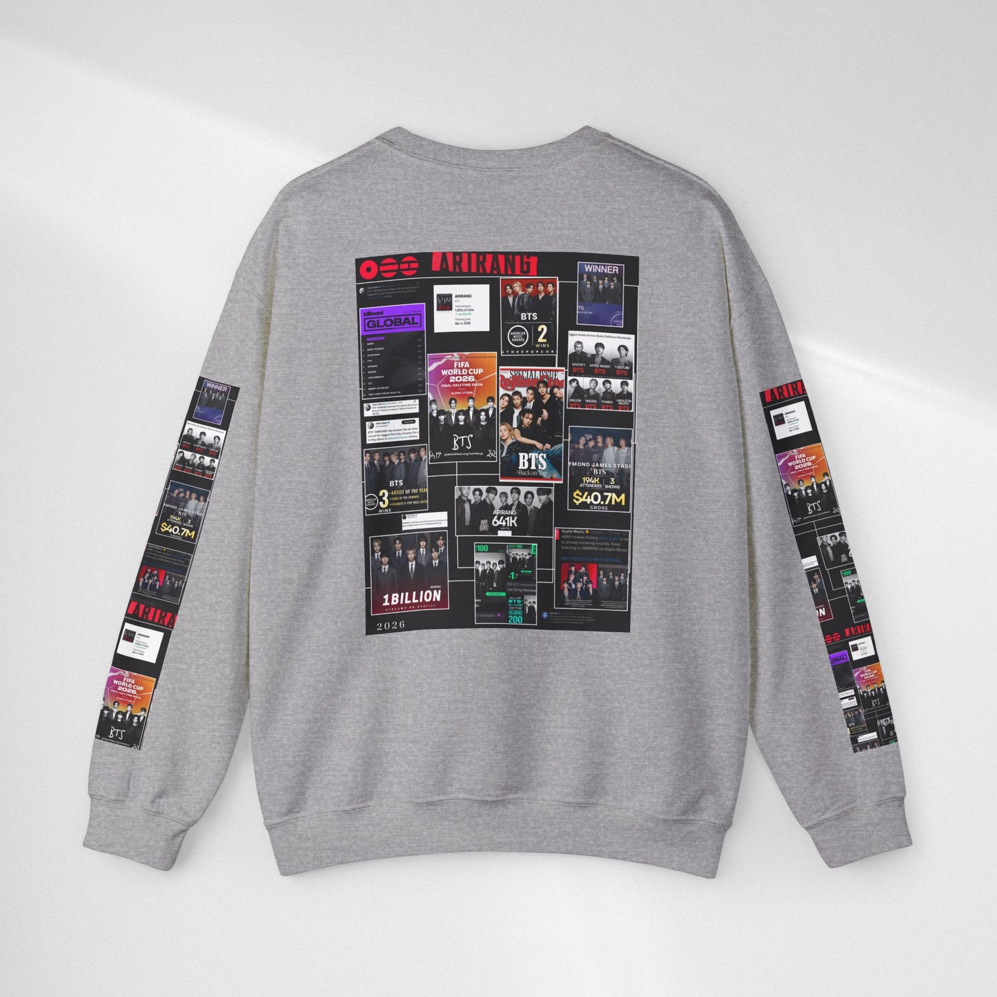Crewneck Sweatshirt — BTS ARIRANG Collage Graphic Crewneck (Album Posters & Tour Art)