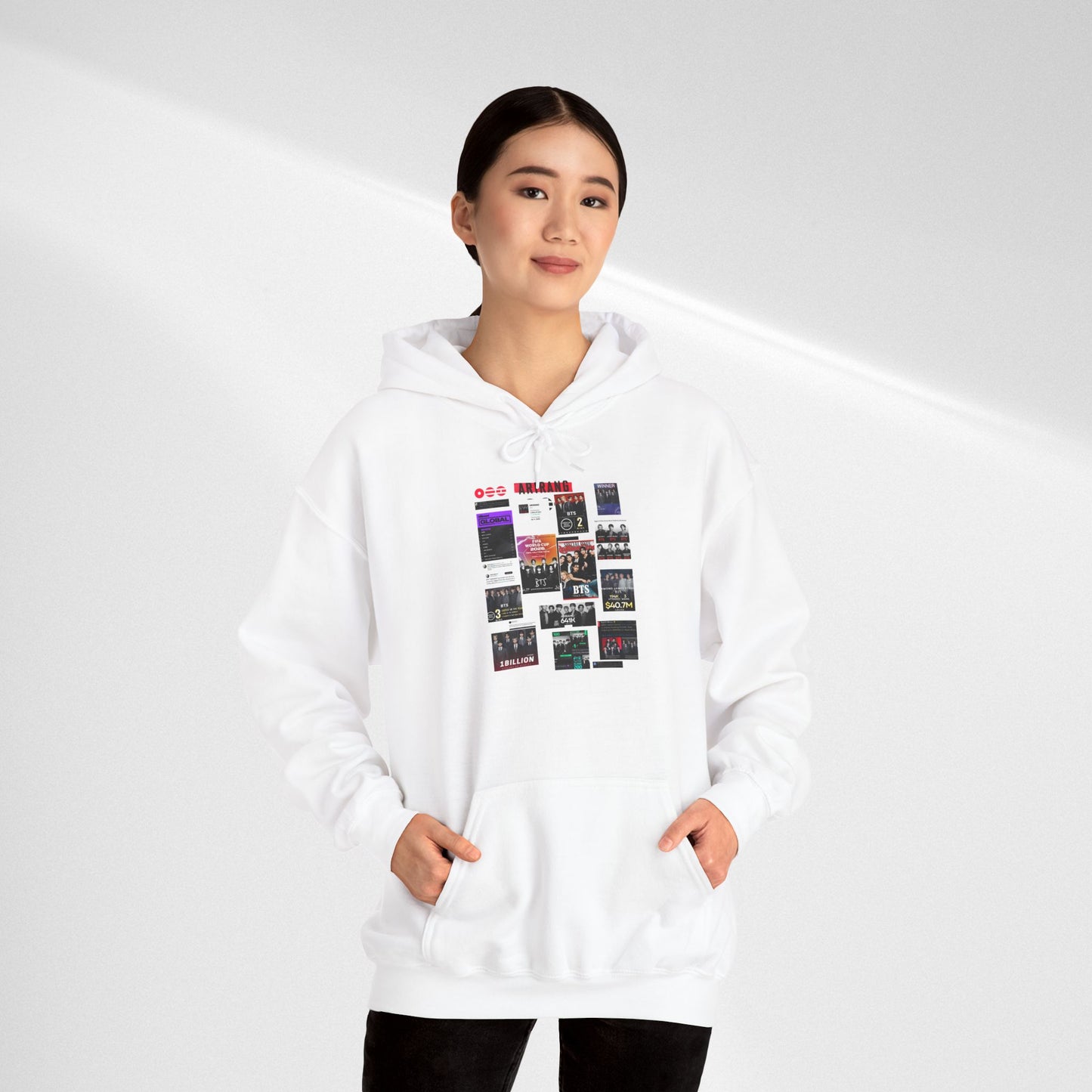 BTS ARIRANG Band Poster Collage Hoodie — Vintage Gig Tour Graphic Sweatshirt