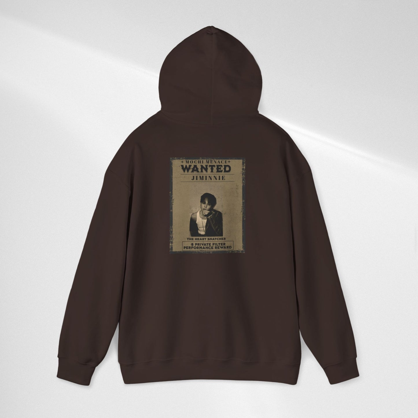 JIMIN Wanted Poster Hoodie — Vintage Photo "Wanted" Graphic Sweatshirt