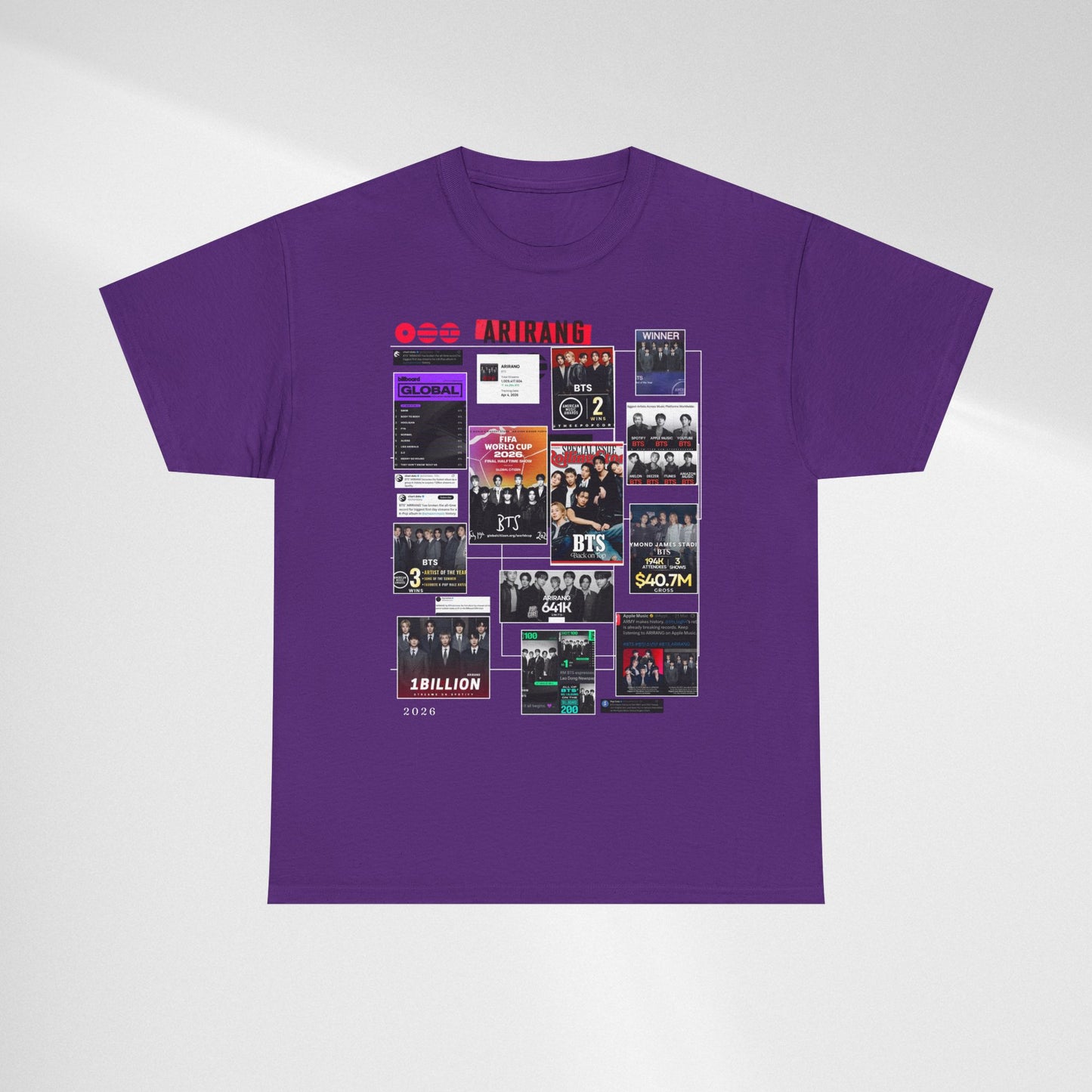 BTS ARIRANG Collage Tee — Iconic Albums & Milestones Graphic T-Shirt