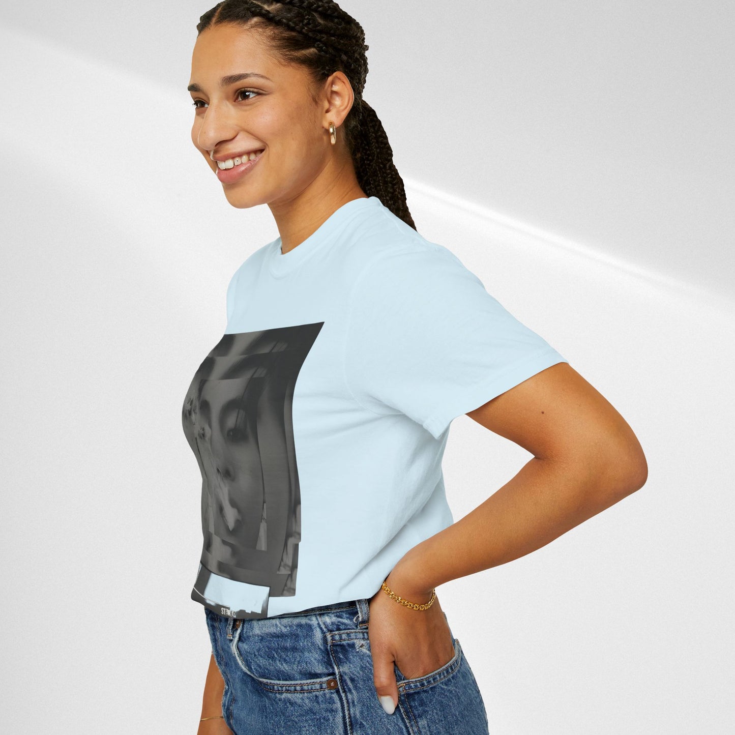V Graphic Tee — Noir Glitch Portrait T-Shirt