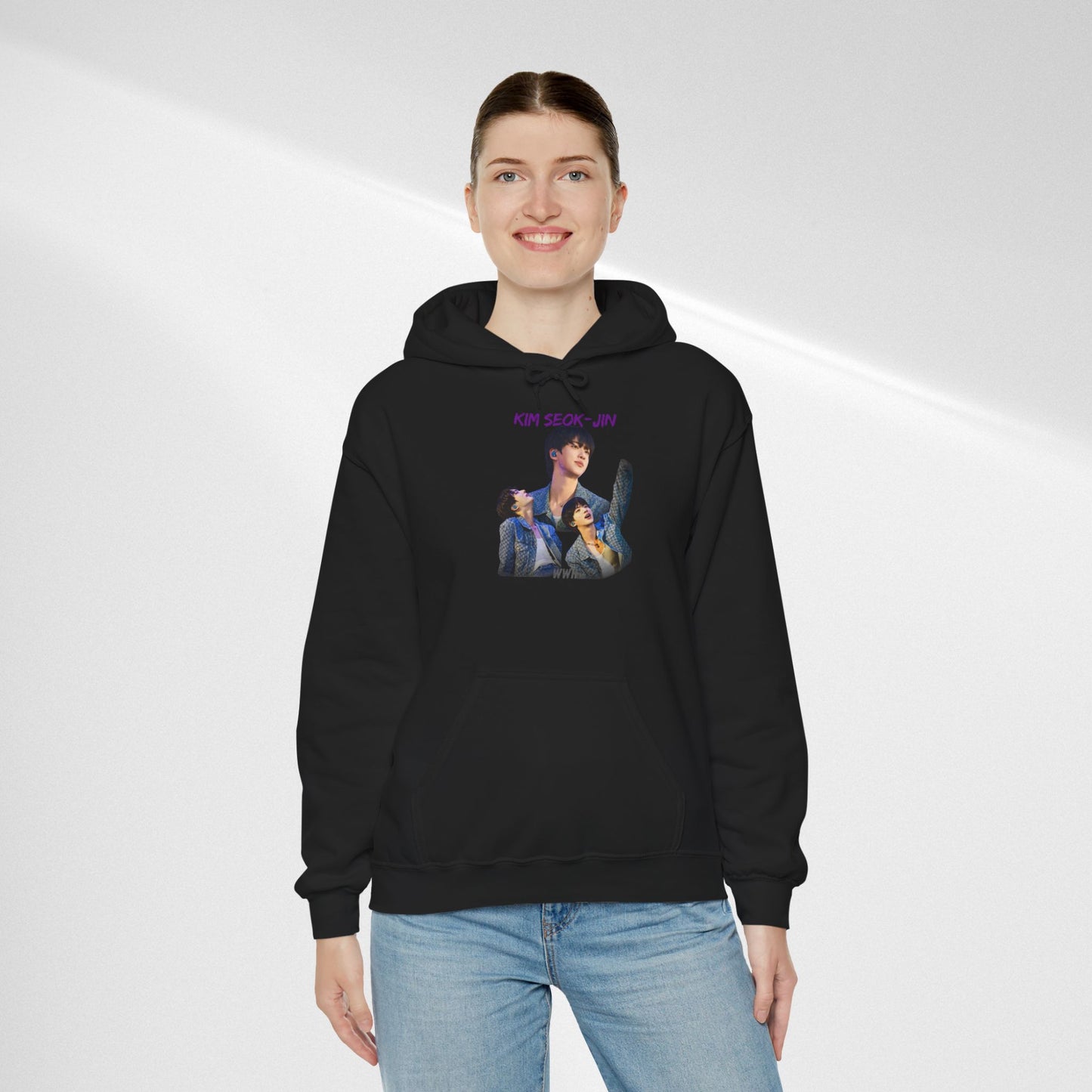 JIN Graphic Hoodie — Artistic Three-Image Portrait Design
