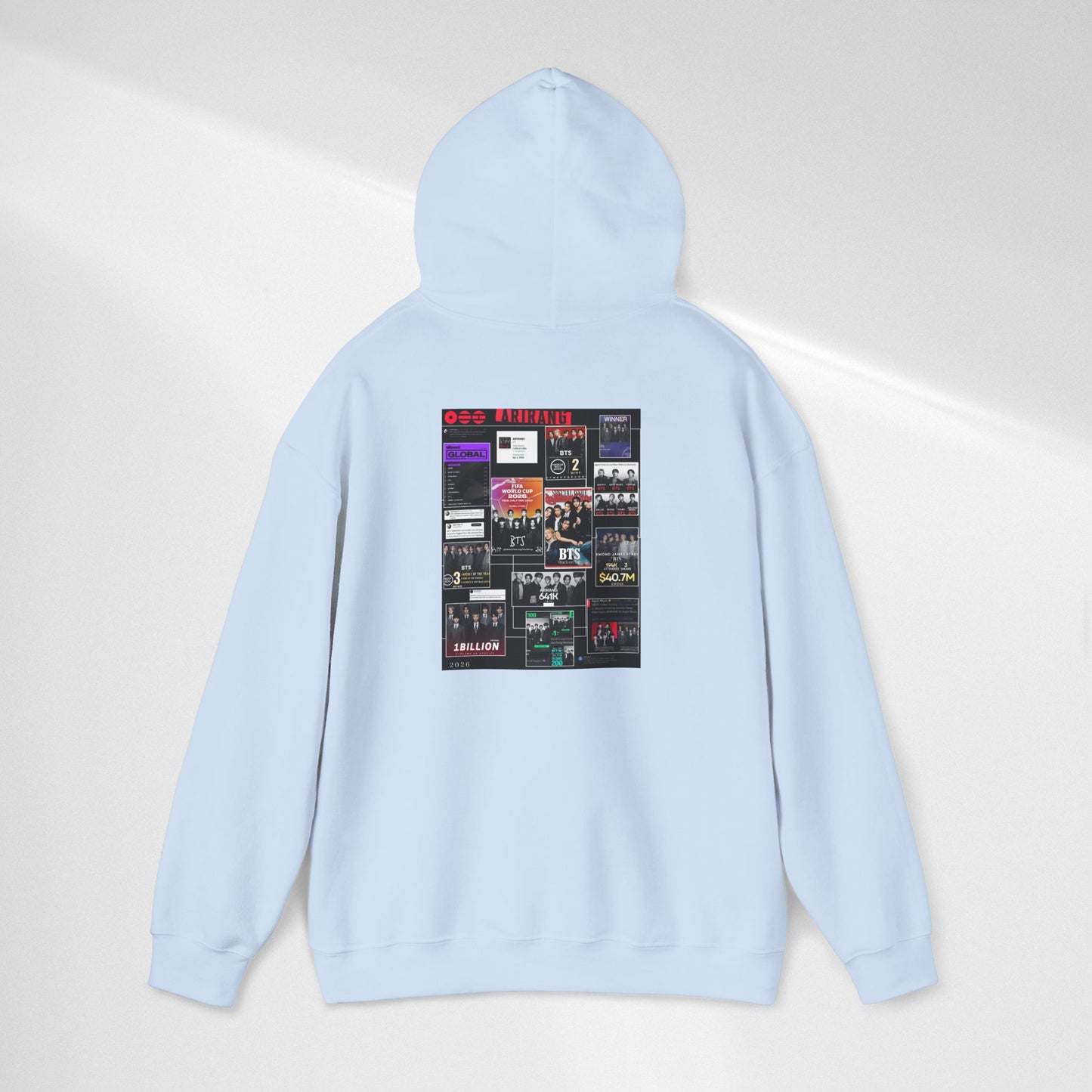 BTS ARIRANG Band Poster Collage Hoodie — Vintage Gig Tour Graphic Sweatshirt