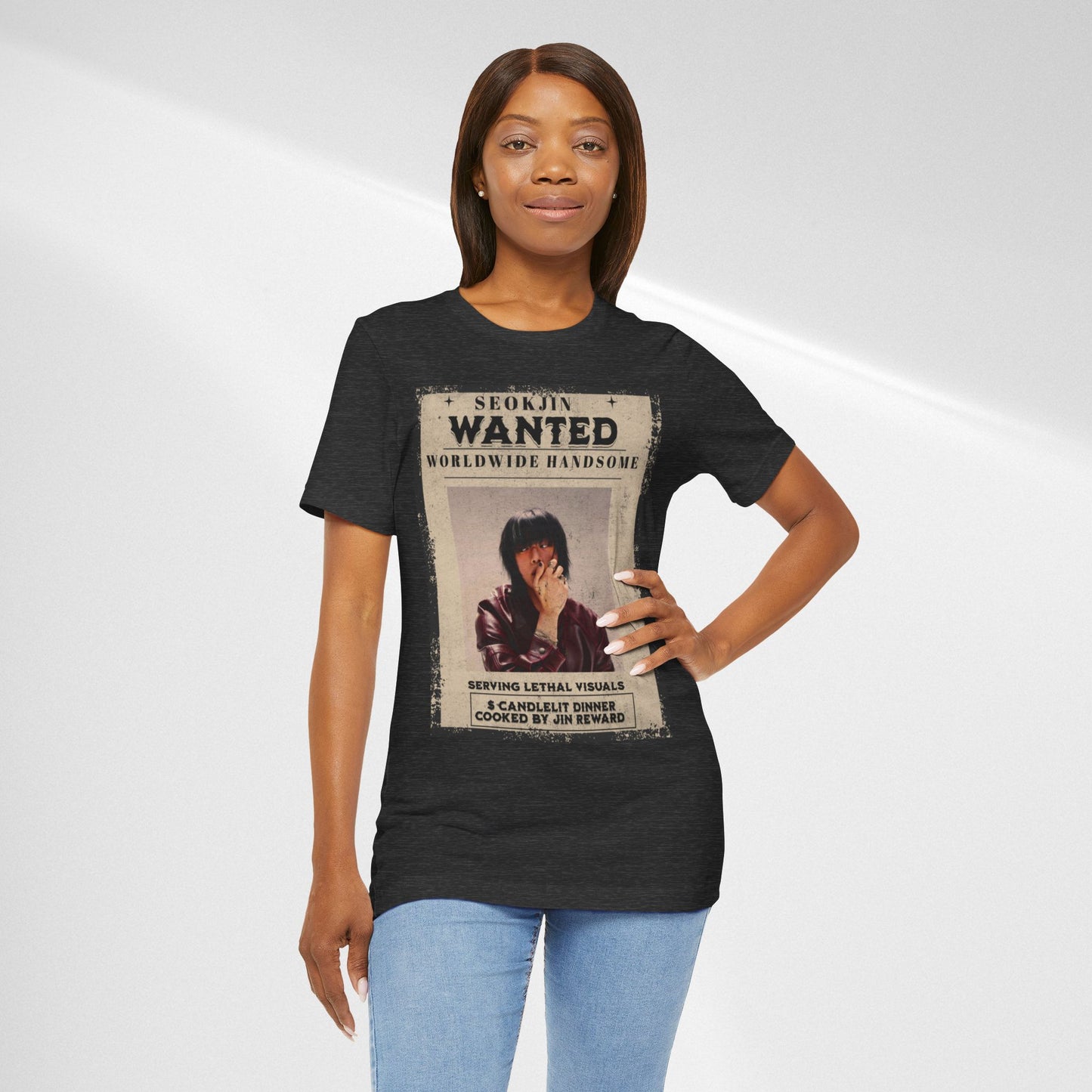 T-Shirt — 'Seokjin Wanted: Worldwide Handsome' Vintage Poster Tee