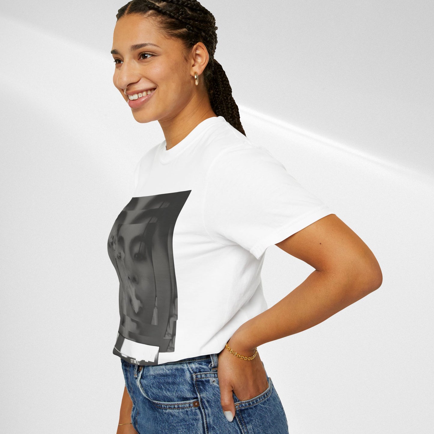 V Graphic Tee — Noir Glitch Portrait T-Shirt