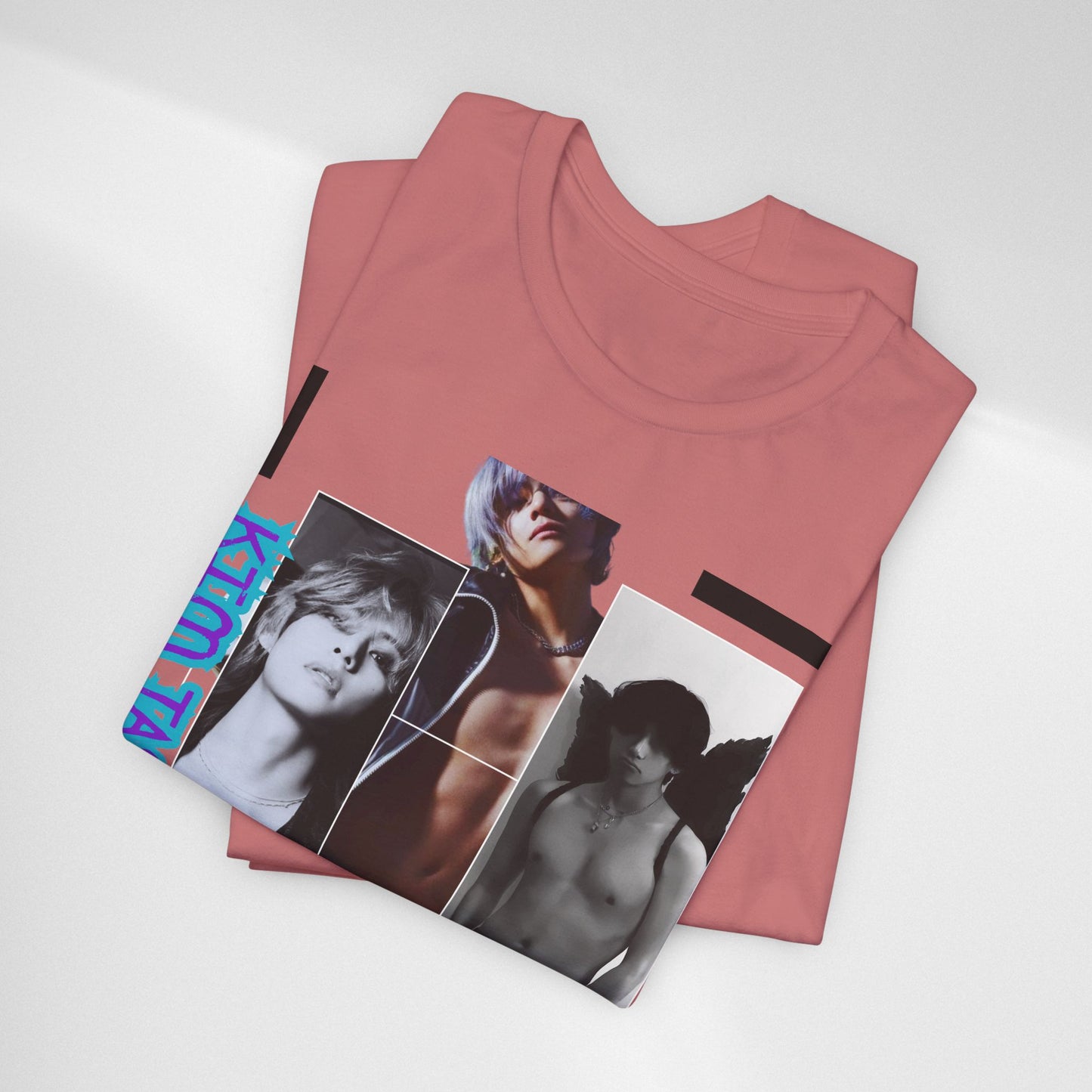 TAE Photo Collage Graphic Tee — Retro Black & White Portraits