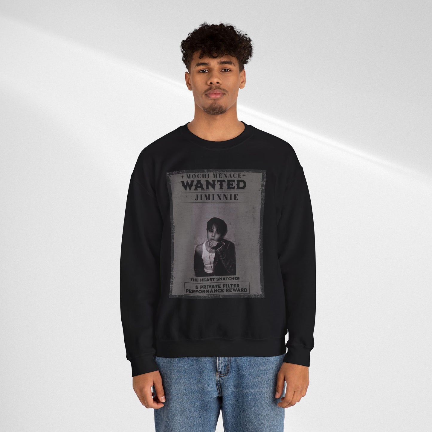 Wanted Poster Crewneck Sweatshirt – 'Wanted Jiminie' Vintage K-Pop Graphic