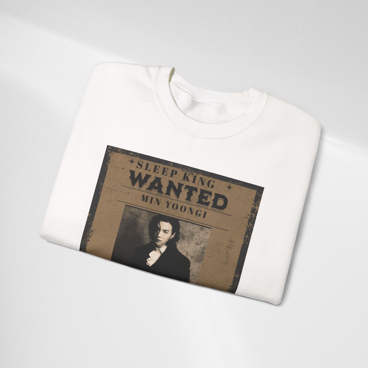 Crewneck Sweatshirt "Wanted: Min Yoongi" Vintage Poster BTS Suga Fan Apparel