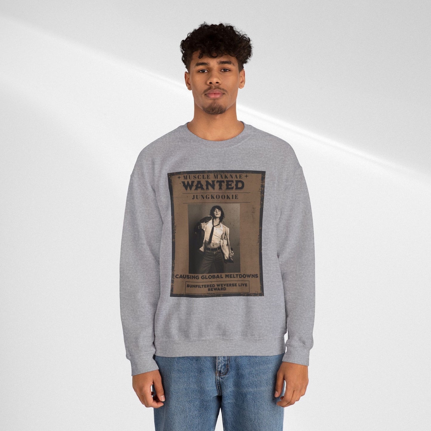 Crewneck Sweatshirt — Vintage JK'Wanted' Poster Graphic