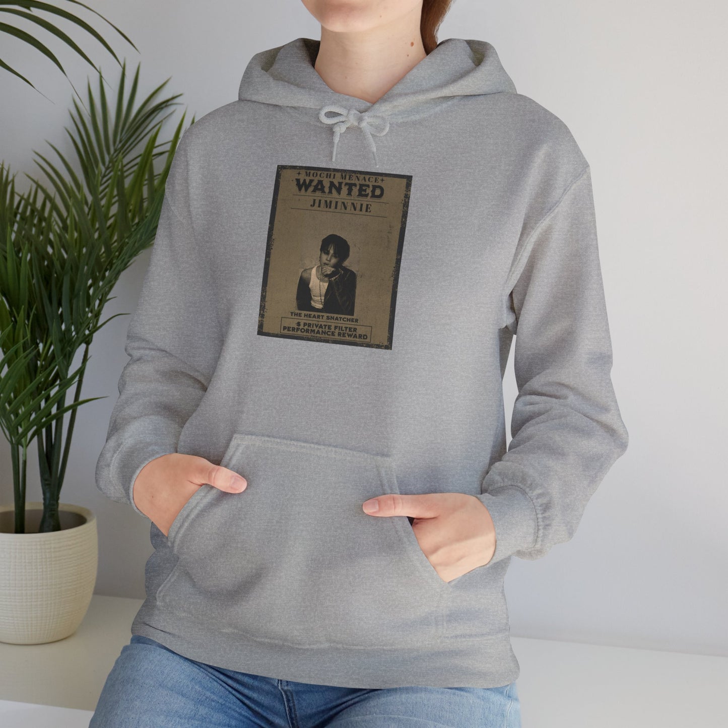 JIMIN Wanted Poster Hoodie — Vintage Photo "Wanted" Graphic Sweatshirt