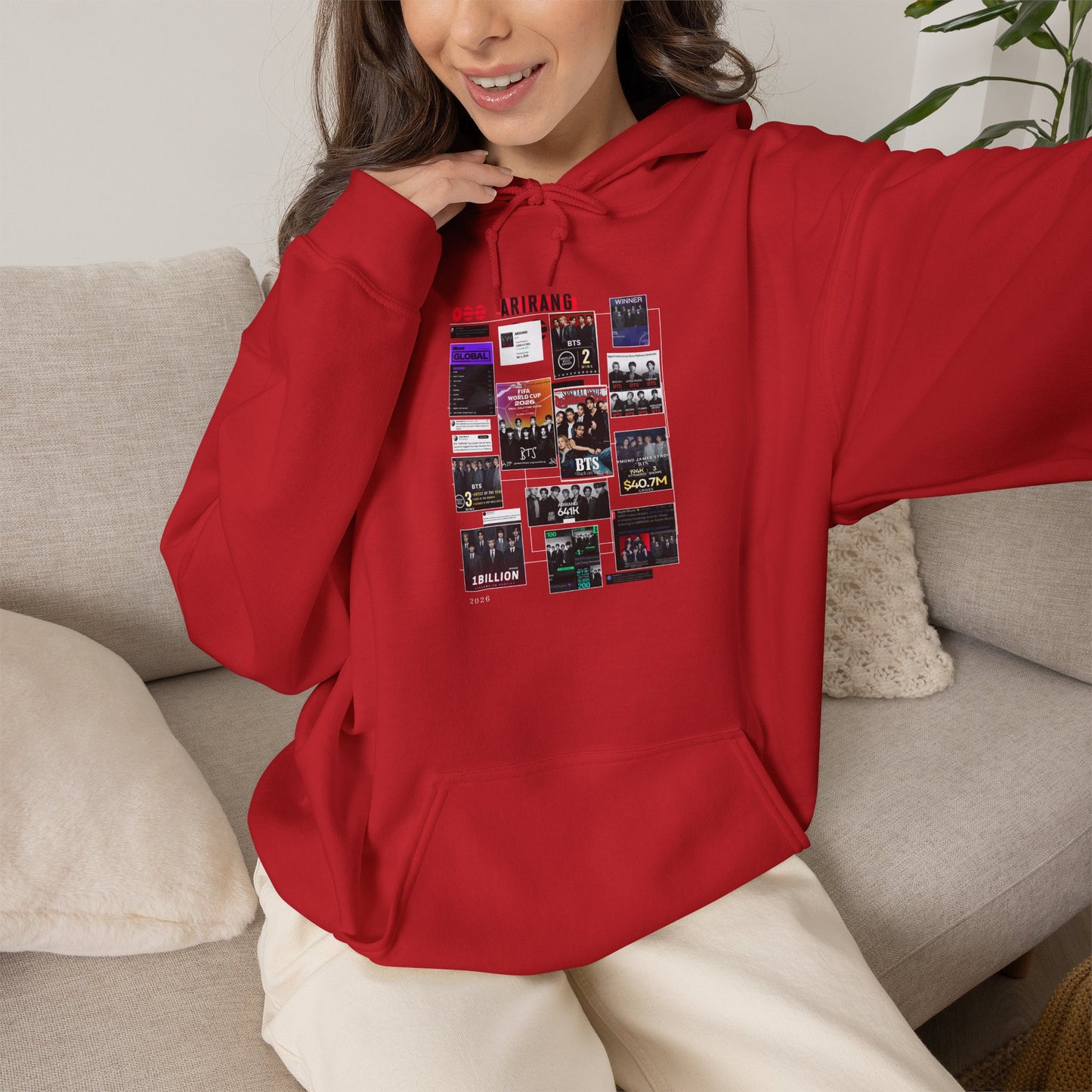 BTS ARIRANG Band Poster Collage Hoodie — Vintage Gig Tour Graphic Sweatshirt