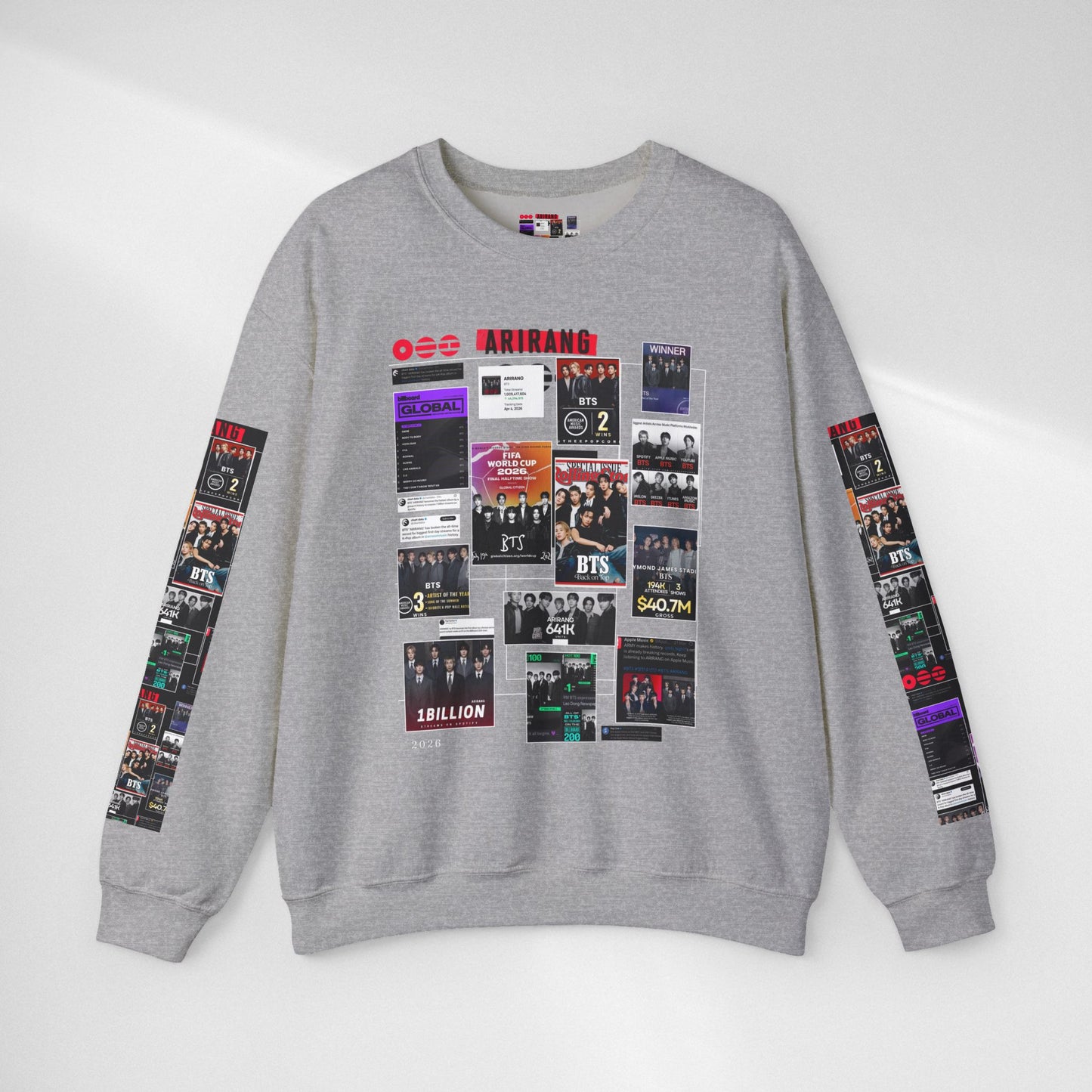 Crewneck Sweatshirt — BTS ARIRANG Collage Graphic Crewneck (Album Posters & Tour Art)
