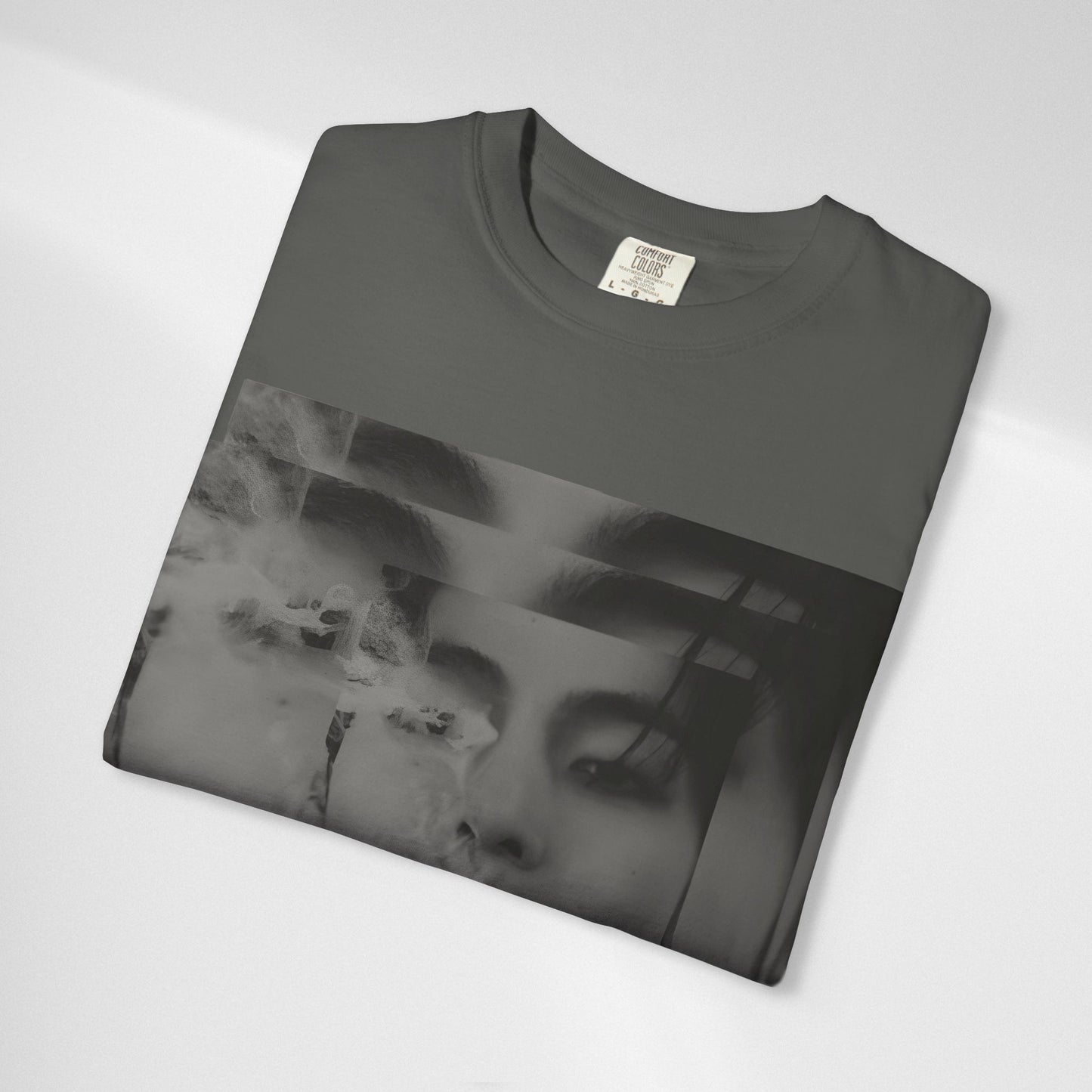 V Graphic Tee — Noir Glitch Portrait T-Shirt