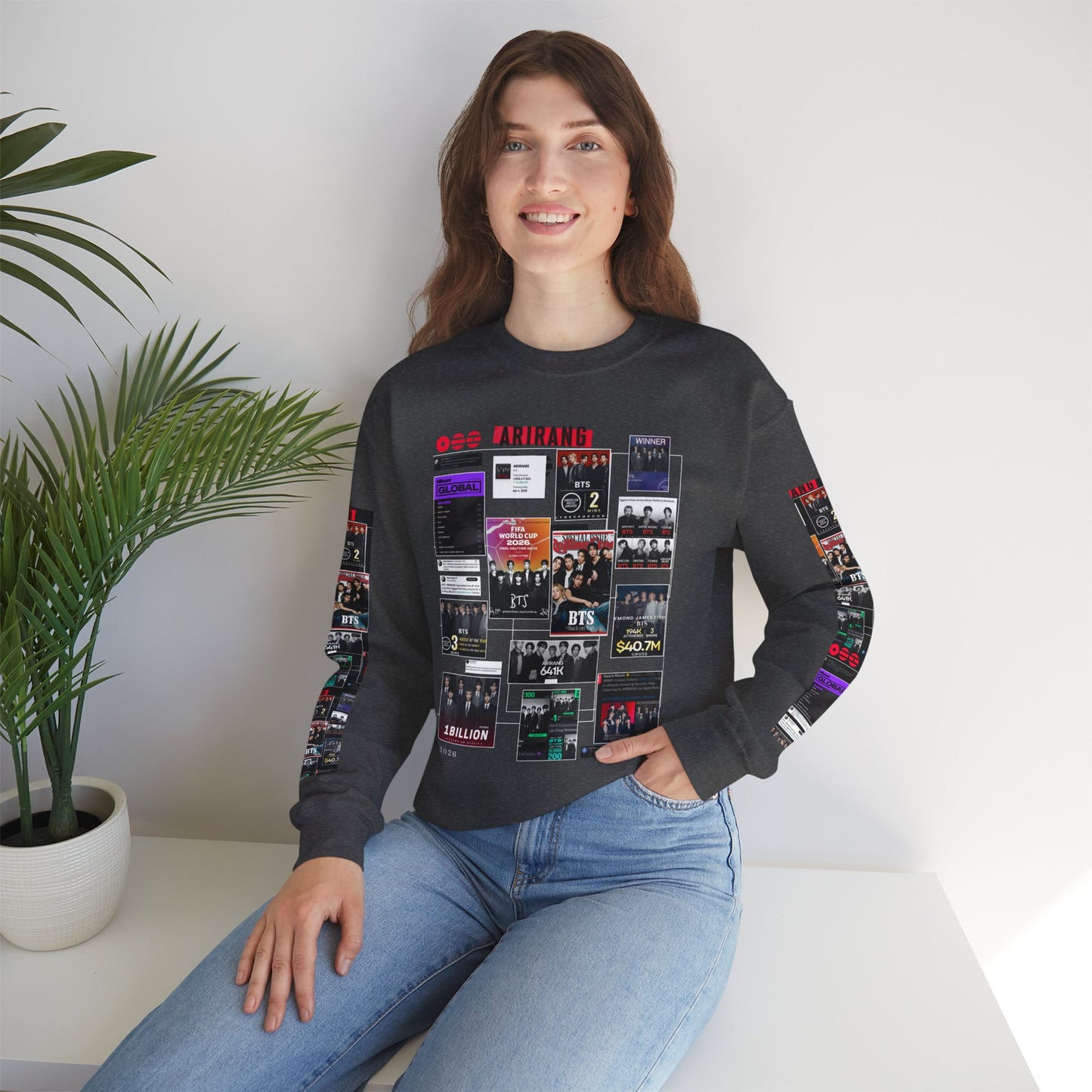 Crewneck Sweatshirt — BTS ARIRANG Collage Graphic Crewneck (Album Posters & Tour Art)