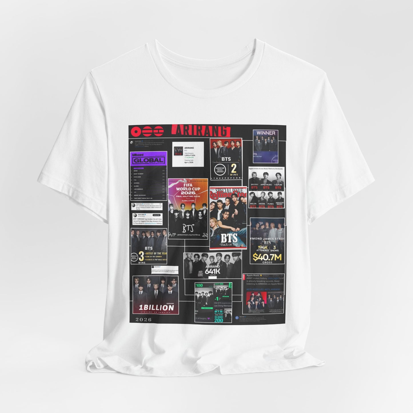 BTS  ARIRANG Collage Graphic Tee — K‑Pop Fan Tribute Shirt