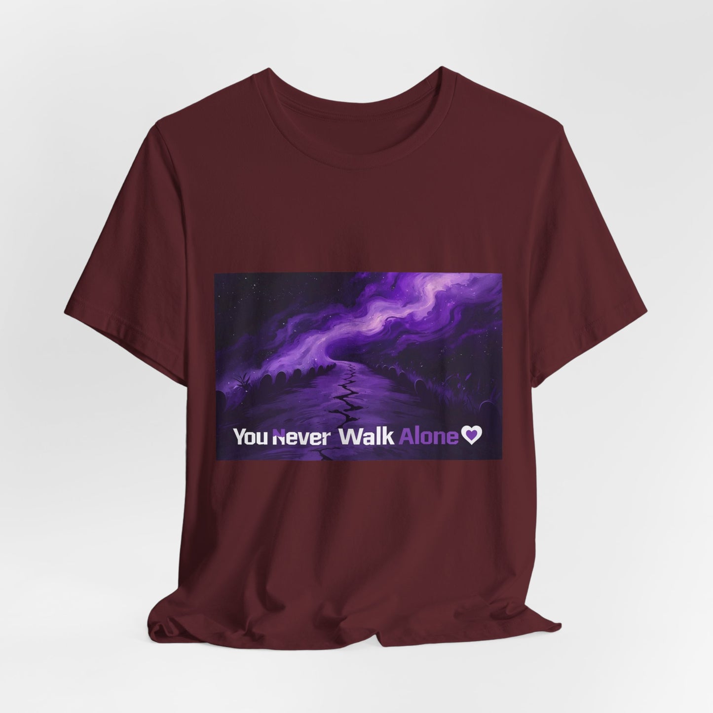 You Never Walk Alone Tee — Purple Night Stairway Graphic T‑Shirt