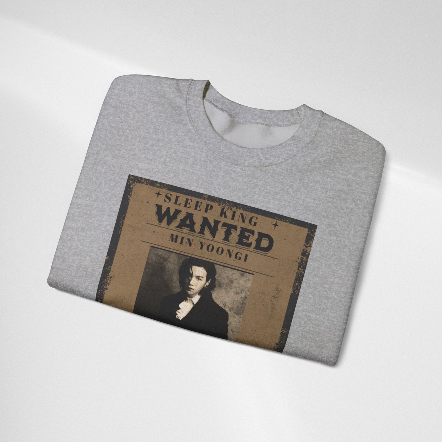 Crewneck Sweatshirt "Wanted: Min Yoongi" Vintage Poster BTS Suga Fan Apparel