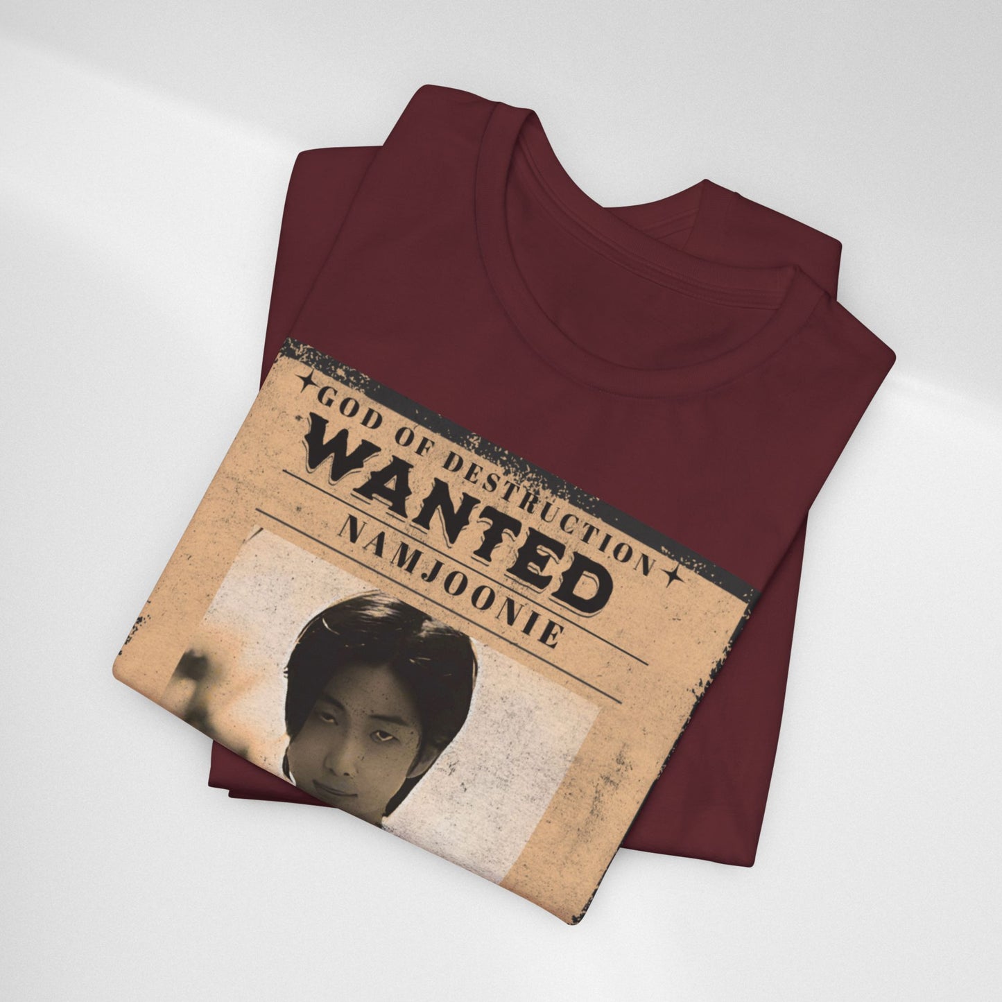 T-Shirt — Vintage 'Wanted: Namjoonie' Photo Tee (K-Pop Fan Poster Style)