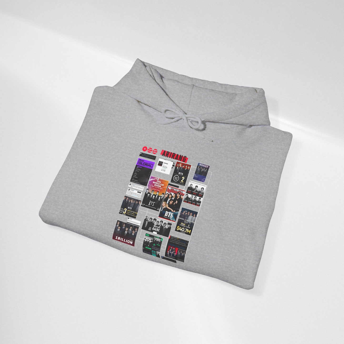 BTS ARIRANG Band Poster Collage Hoodie — Vintage Gig Tour Graphic Sweatshirt