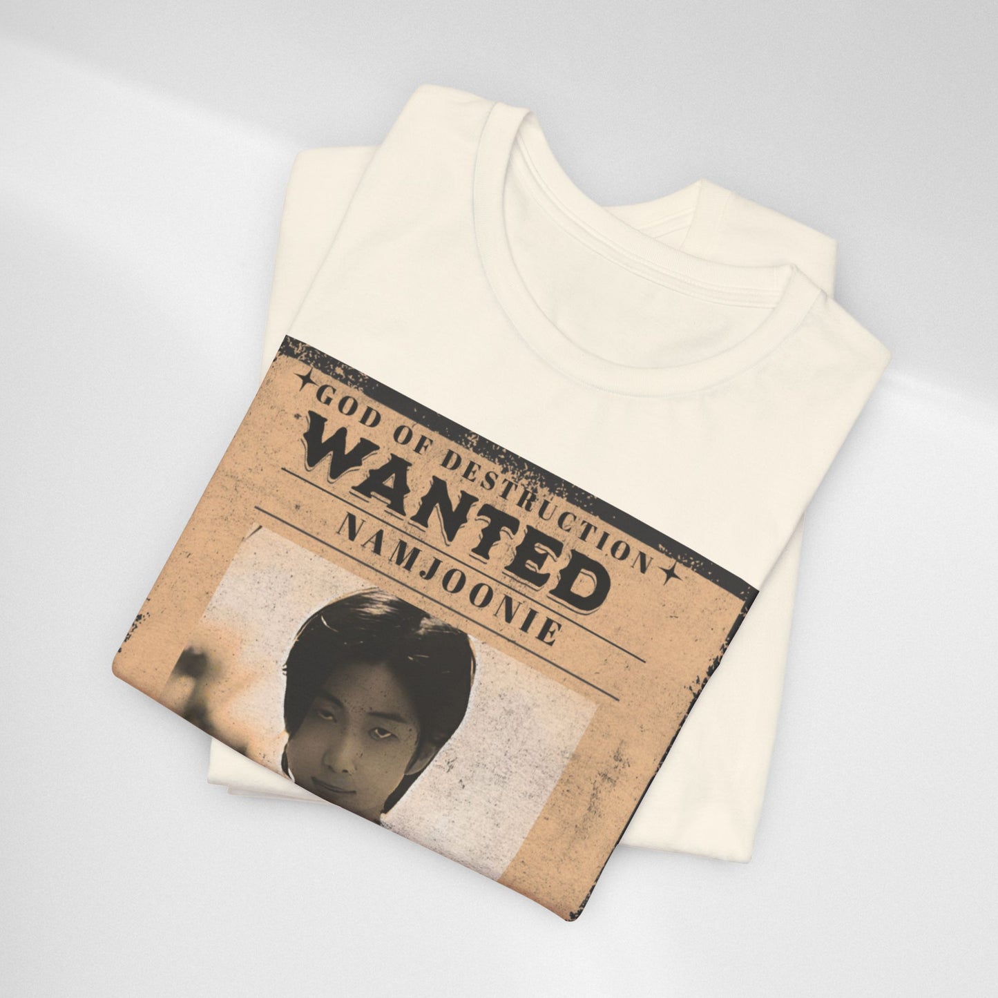 T-Shirt — Vintage 'Wanted: Namjoonie' Photo Tee (K-Pop Fan Poster Style)