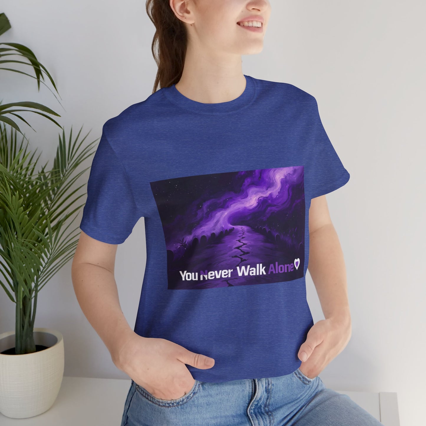 You Never Walk Alone Tee — Purple Night Stairway Graphic T‑Shirt