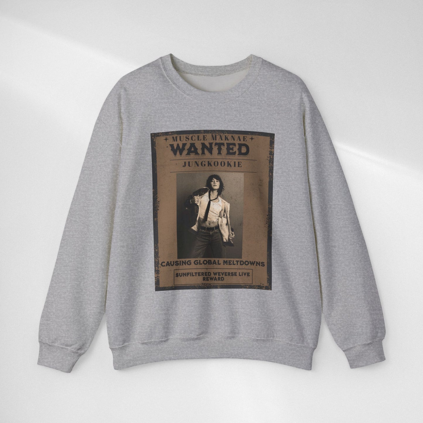Crewneck Sweatshirt — Vintage JK'Wanted' Poster Graphic