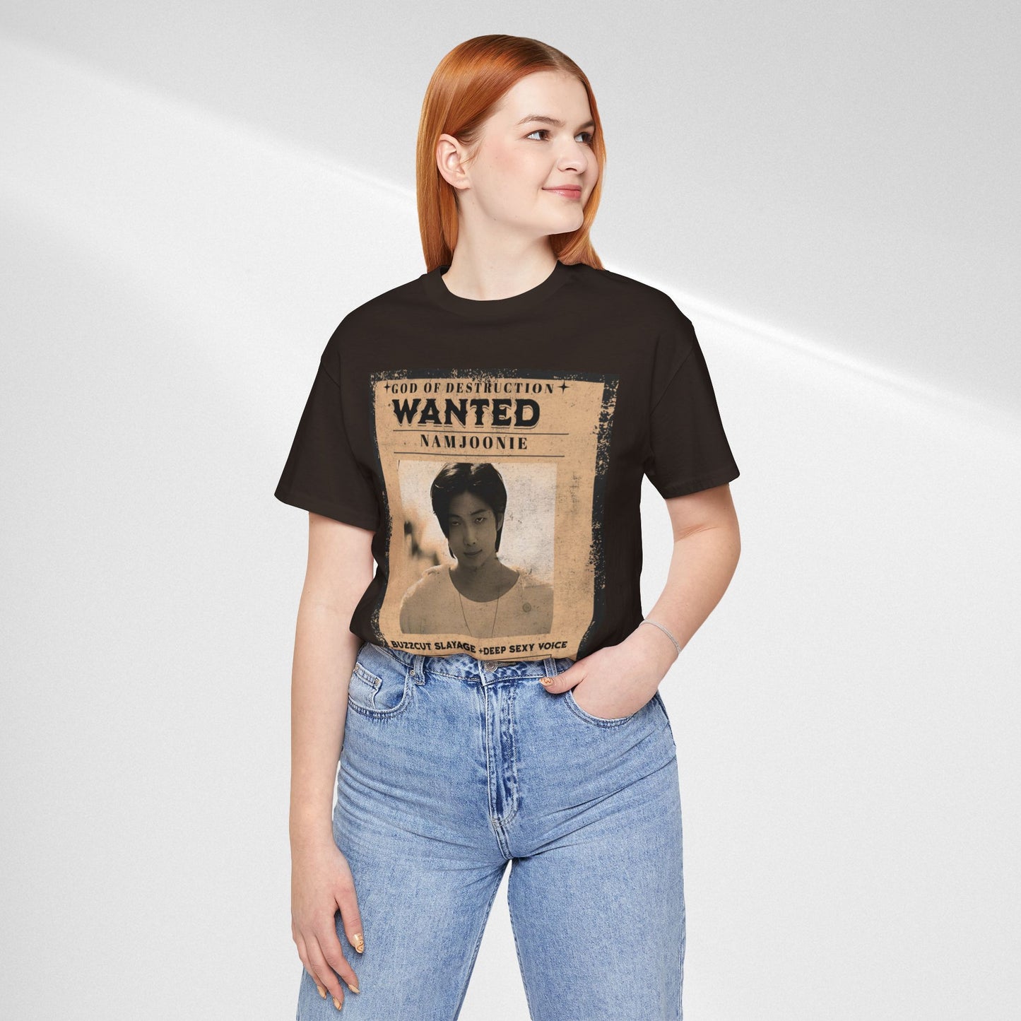 T-Shirt — Vintage 'Wanted: Namjoonie' Photo Tee (K-Pop Fan Poster Style)