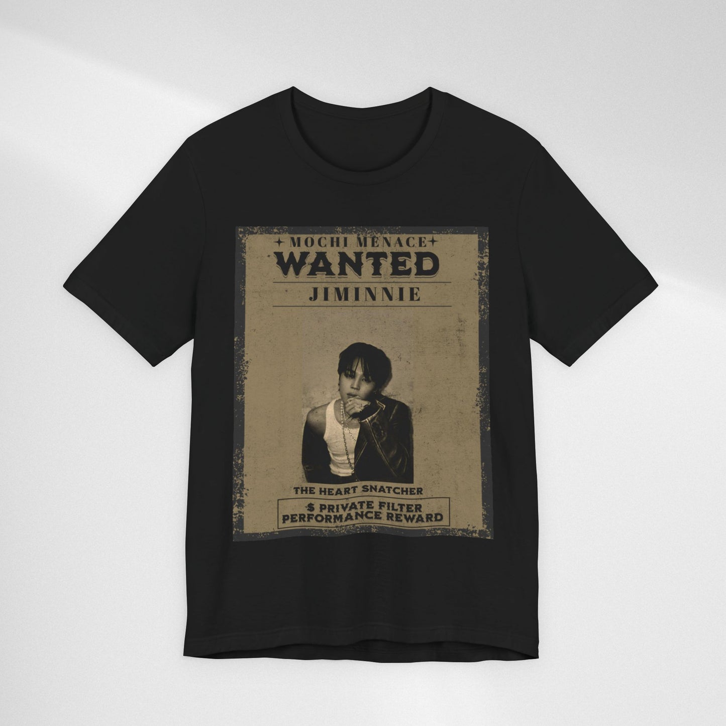 JIMIN Wanted Poster Graphic Tee — 'Mischief Menace' Vintage Style