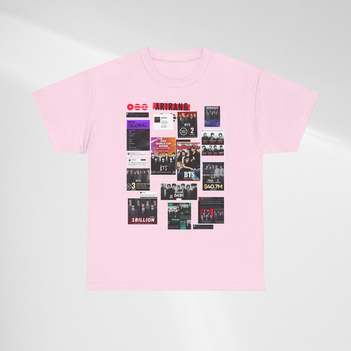 BTS ARIRANG Collage Tee — Iconic Albums & Milestones Graphic T-Shirt