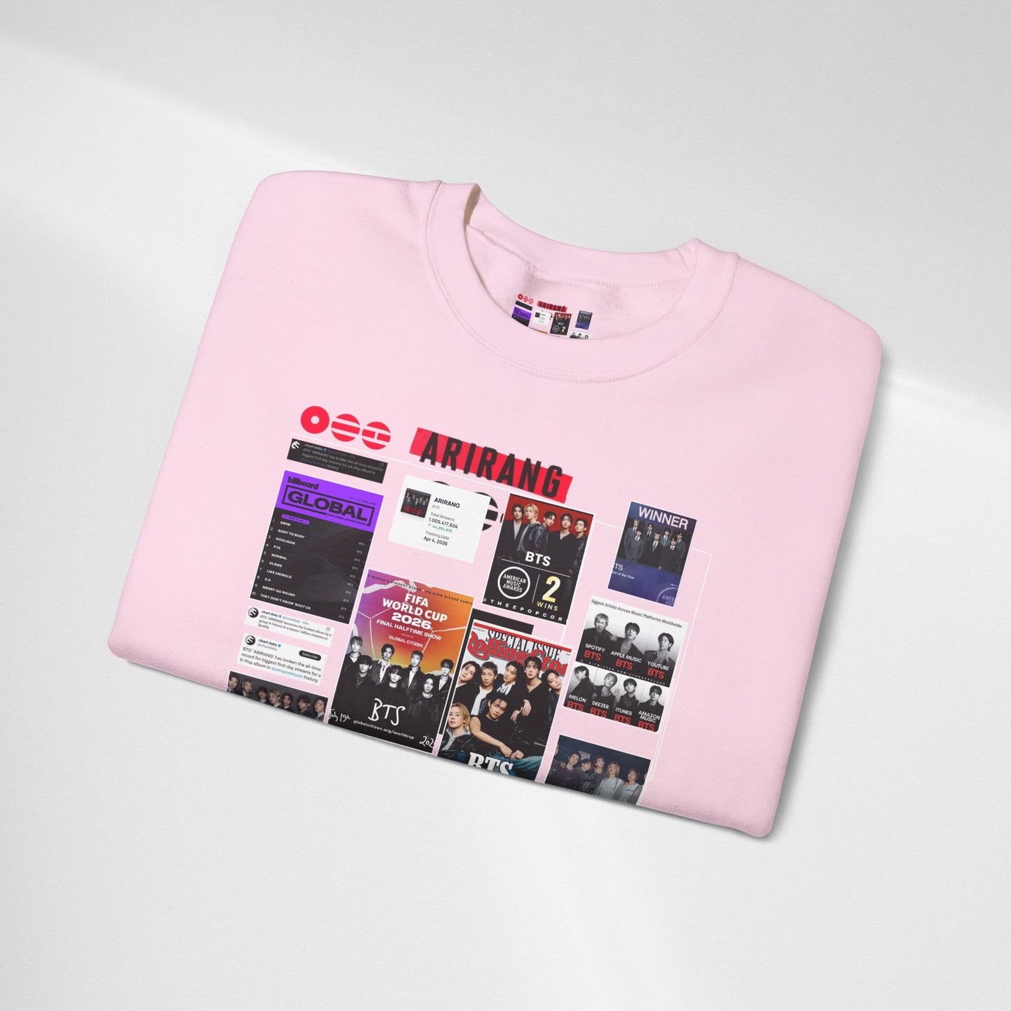 Crewneck Sweatshirt — BTS ARIRANG Collage Graphic Crewneck (Album Posters & Tour Art)