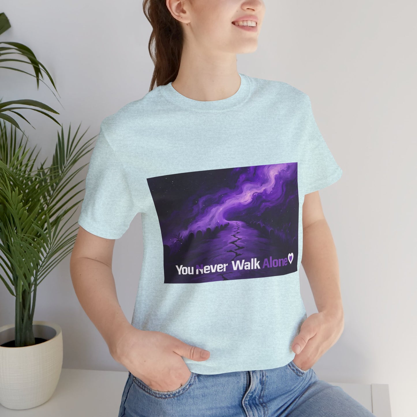 You Never Walk Alone Tee — Purple Night Stairway Graphic T‑Shirt