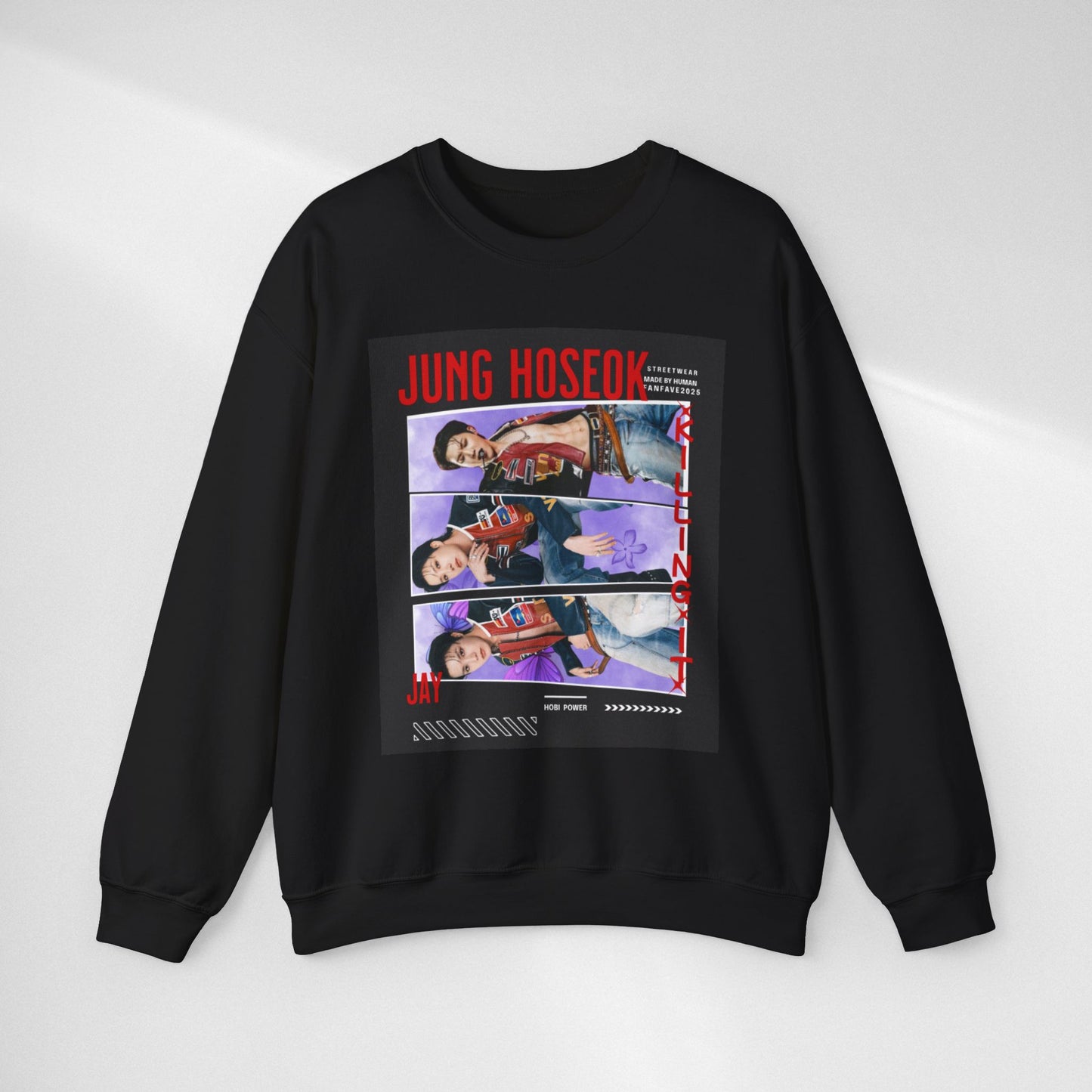 Photo Collage Crewneck Sweatshirt — 'JUNG HOSEOK' Graphic Pullover