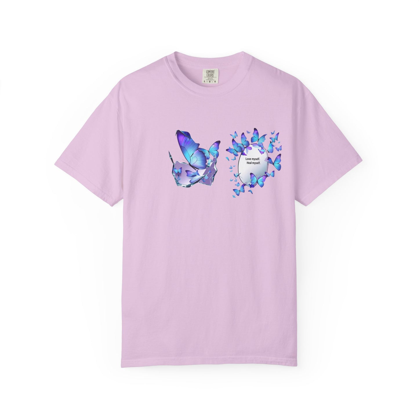 Butterfly Heart T-Shirt — Blue Watercolor Butterflies & "Everyone Deserves Love" Design