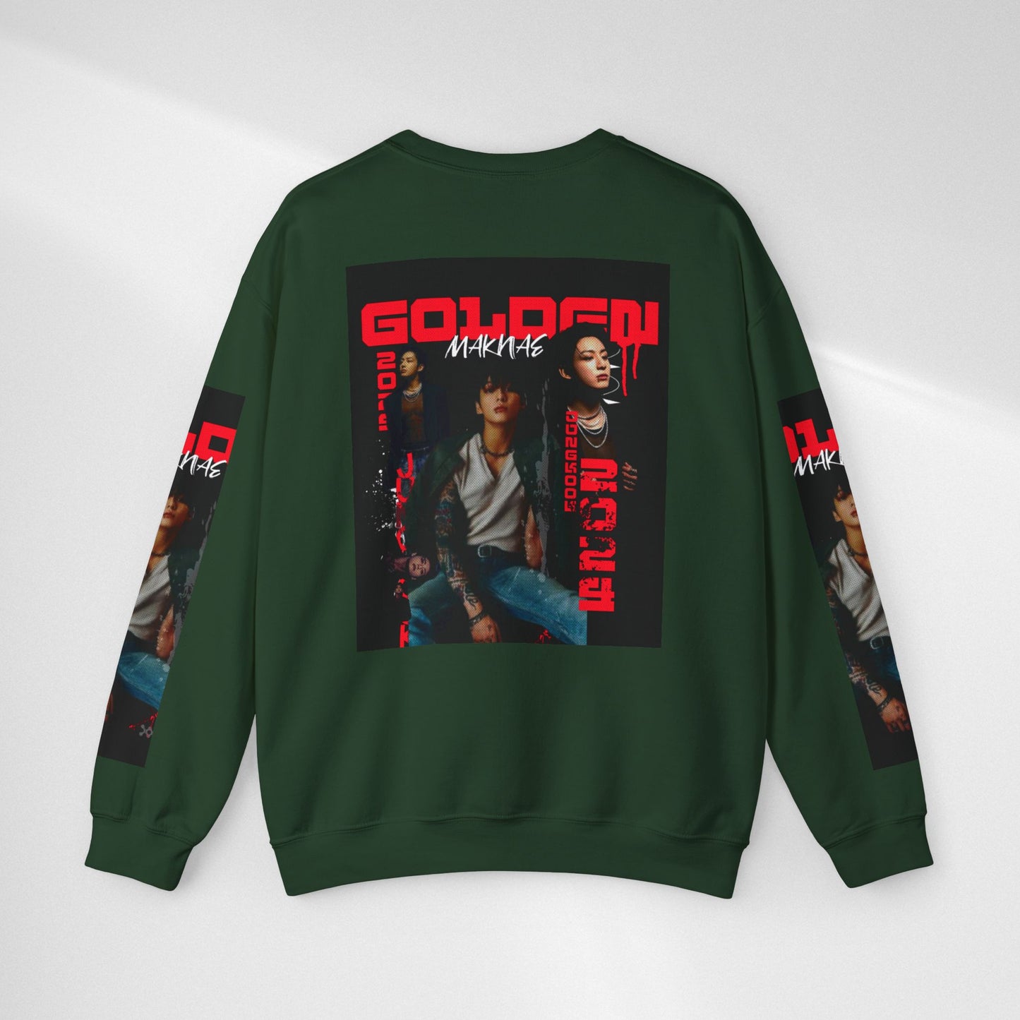 JK Golden Making Crewneck Sweatshirt — Retro K-Pop Photo Graphic
