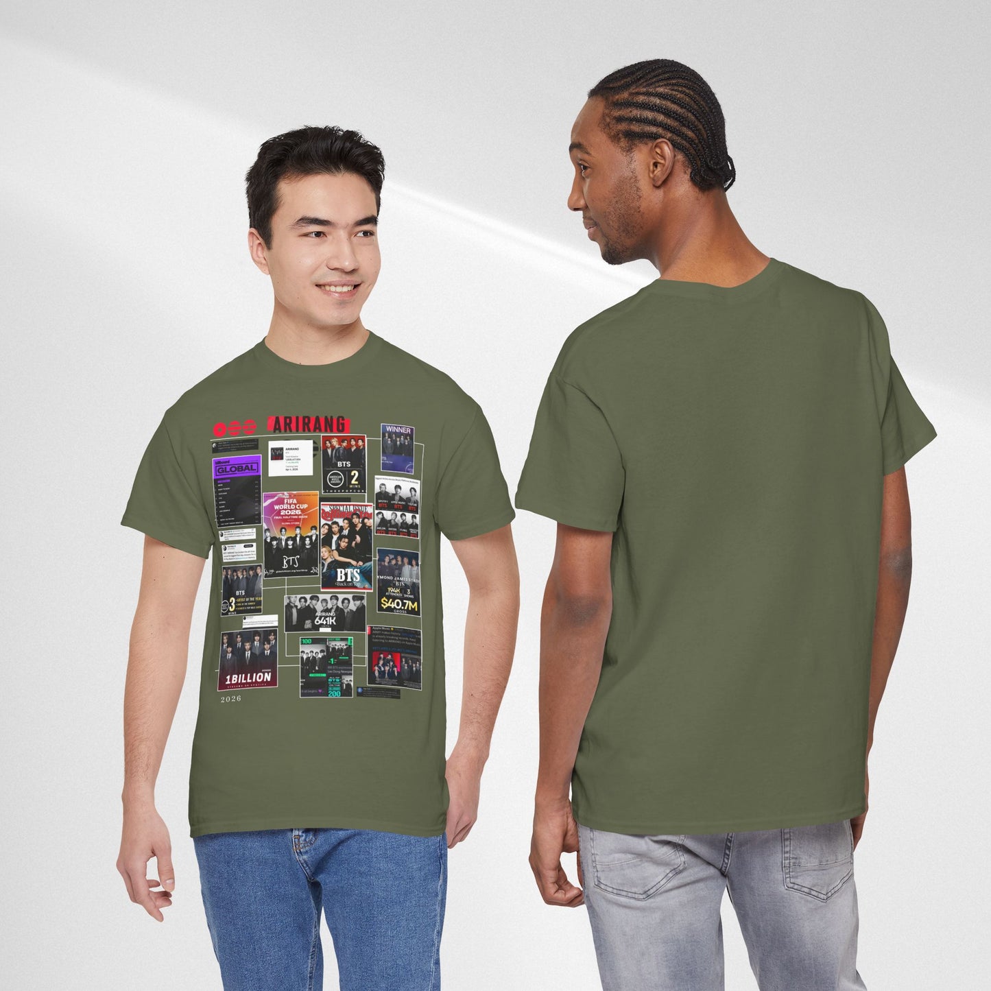 BTS ARIRANG Collage Tee — Iconic Albums & Milestones Graphic T-Shirt