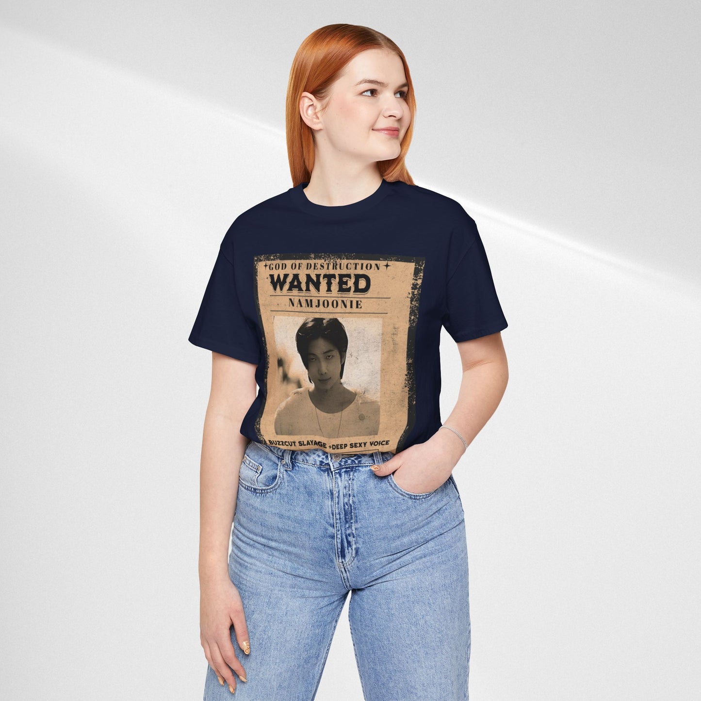 T-Shirt — Vintage 'Wanted: Namjoonie' Photo Tee (K-Pop Fan Poster Style)