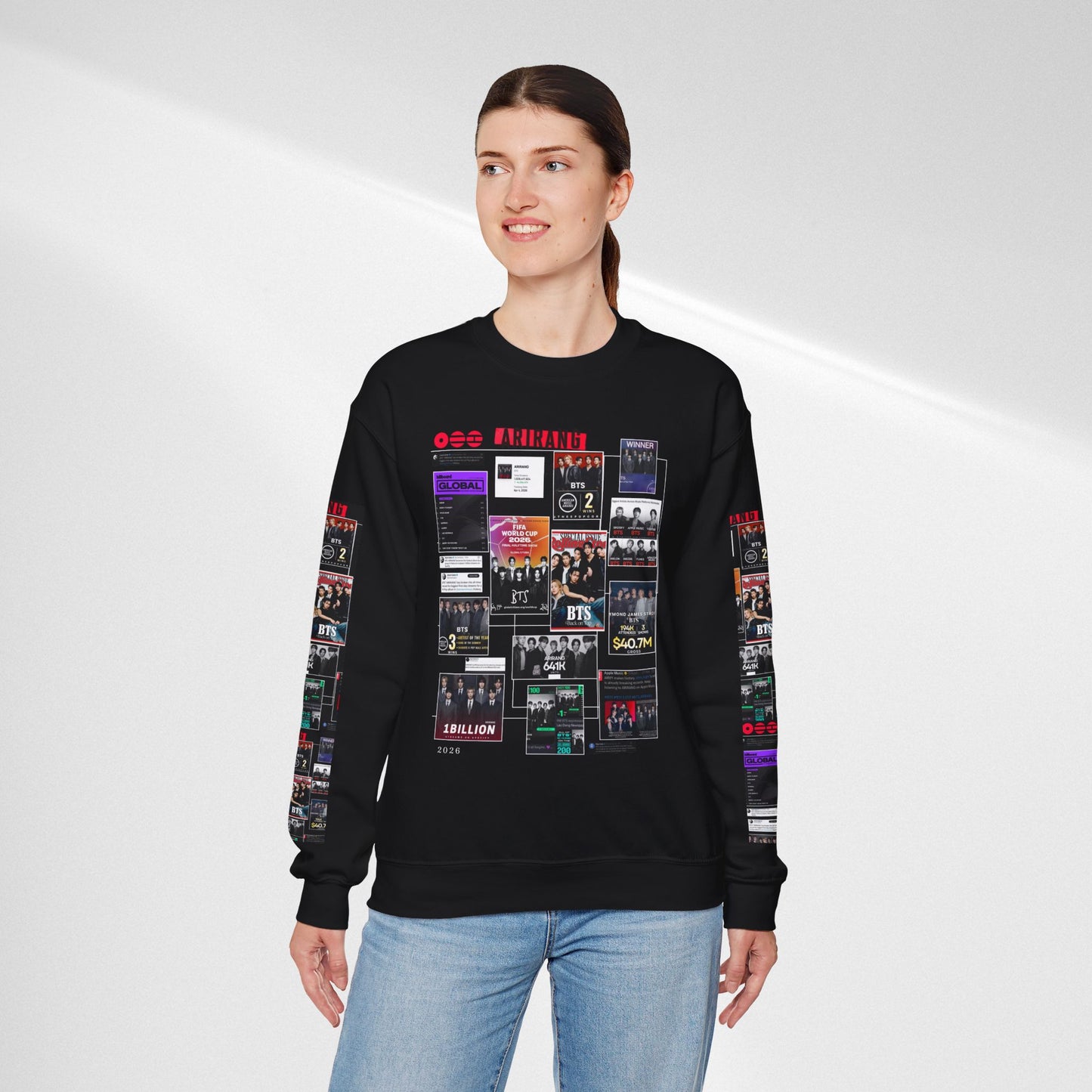 Crewneck Sweatshirt — BTS ARIRANG Collage Graphic Crewneck (Album Posters & Tour Art)