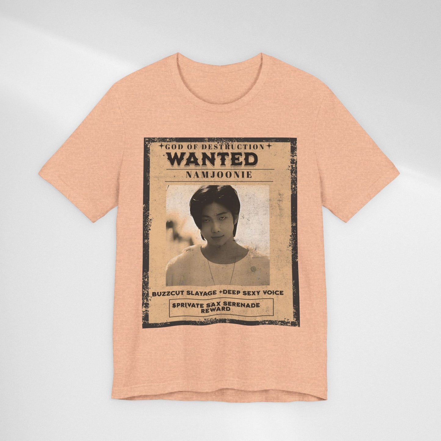 T-Shirt — Vintage 'Wanted: Namjoonie' Photo Tee (K-Pop Fan Poster Style)