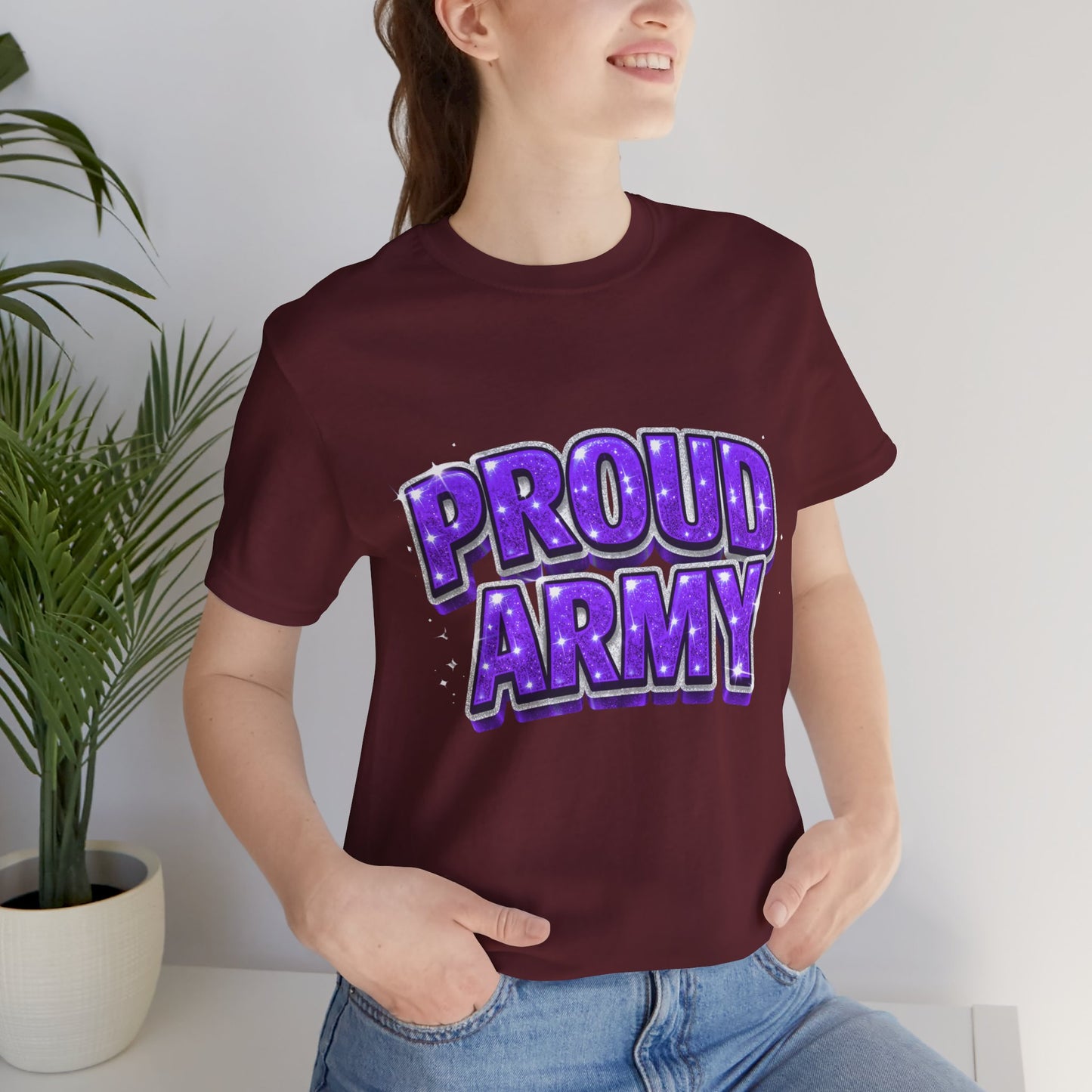 Proud Army T-Shirt — Bold Purple BTS Support Tee