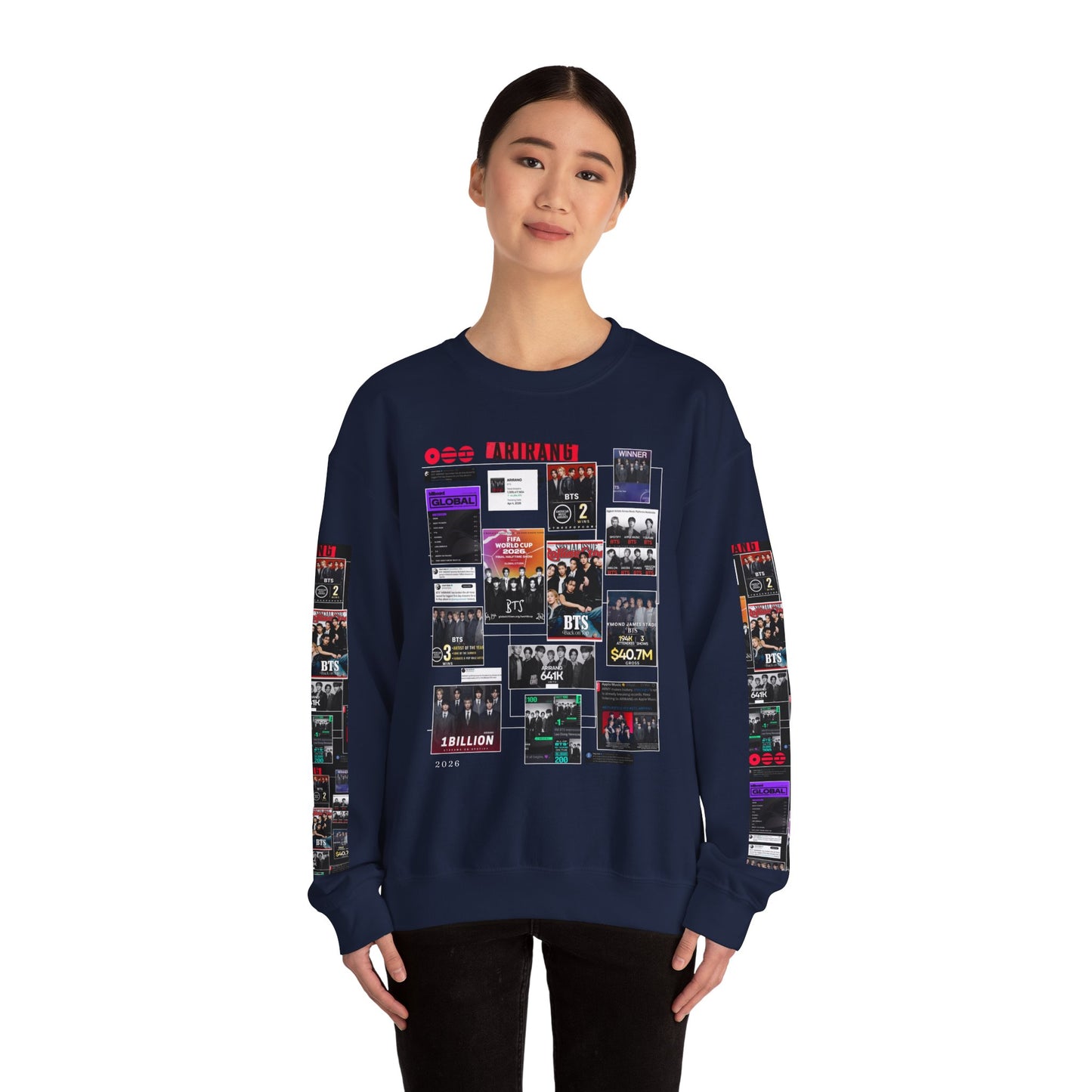 Crewneck Sweatshirt — BTS ARIRANG Collage Graphic Crewneck (Album Posters & Tour Art)
